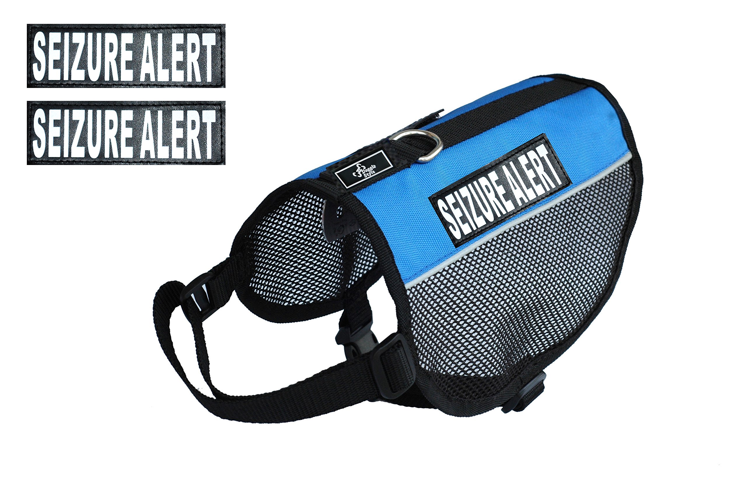 Seizure Alert Service Dog Mesh Vest Harness - Breathable Nylon for Small, Medium & Large Dogs - Includes 2 Reflective Removable Patches (Measure Before Ordering) - Perfect for Epilepsy Assistance & Outdoor Safety