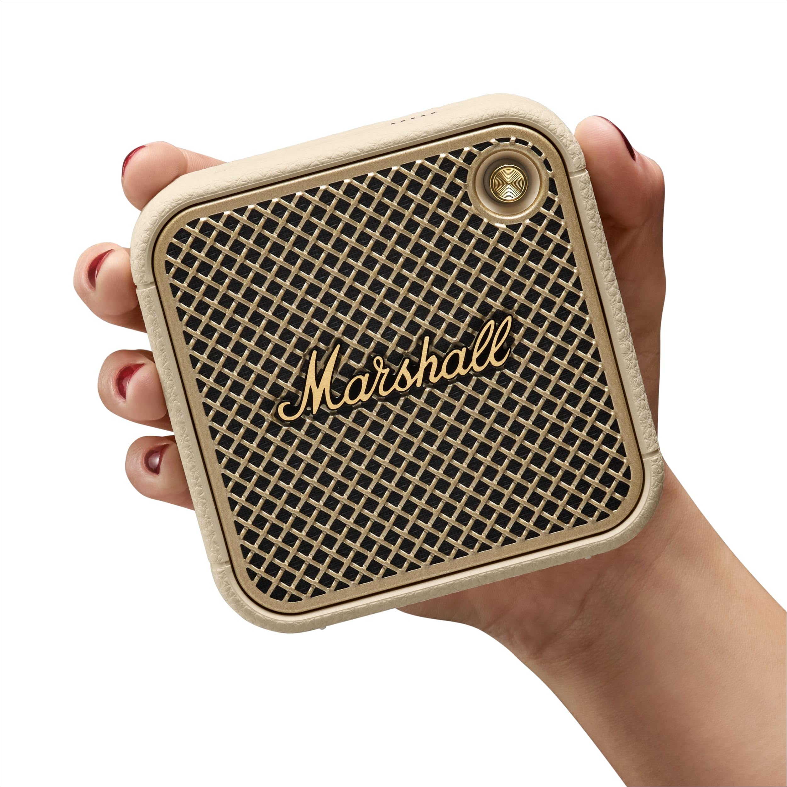 Marshall Willen II Portable Bluetooth Speaker - Wireless Outdoor Speaker with Rich Bass, 15+ Hours Playtime, IP67 Waterproof, Cream White | Perfect for Beach, Pool, Camping & Travel