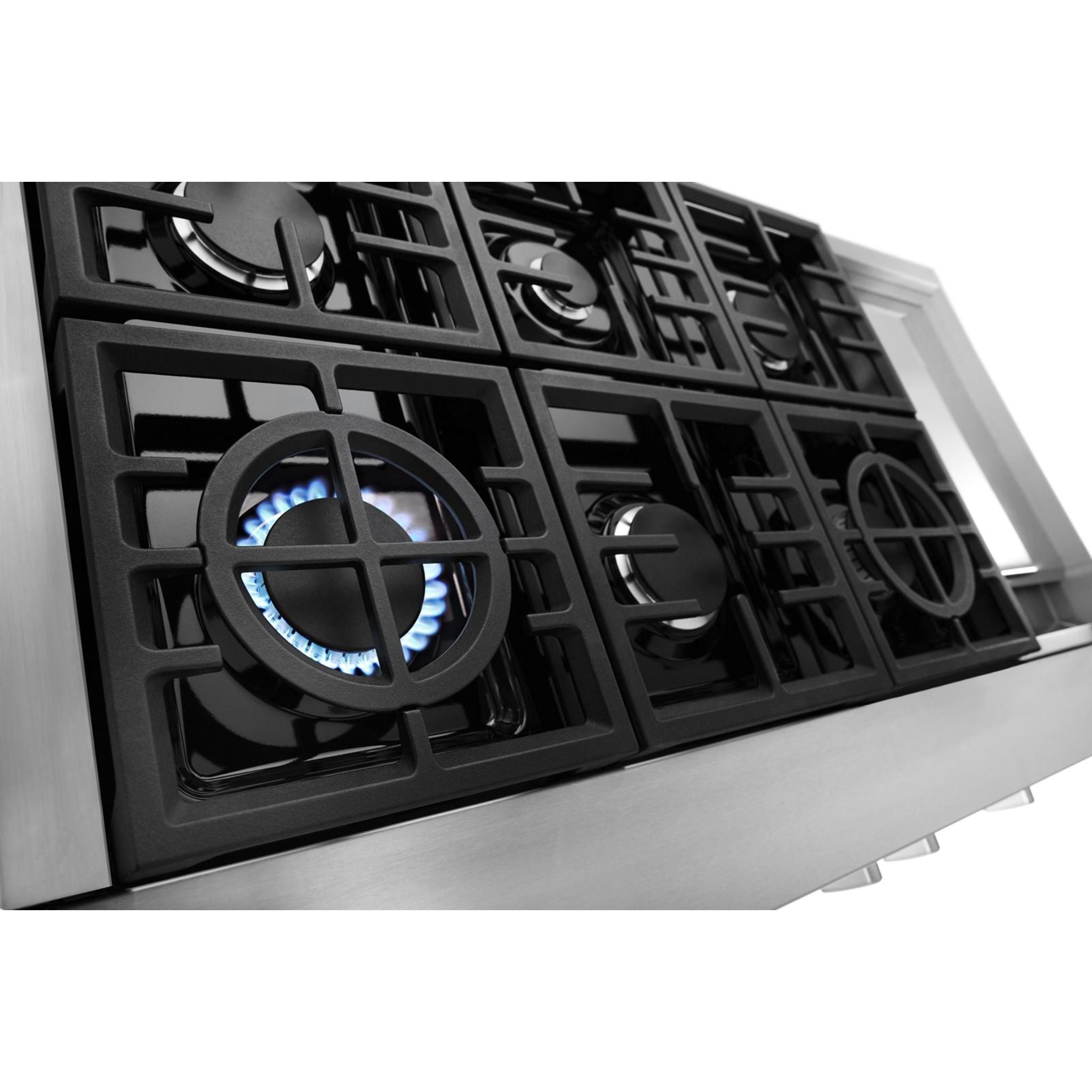 KitchenAid 48 Inch 5 Burner Gas Cooktop with Continuous Grates - Stainless Steel (KCGC558JSS) | Perfect for Home Chefs & Modern Kitchens