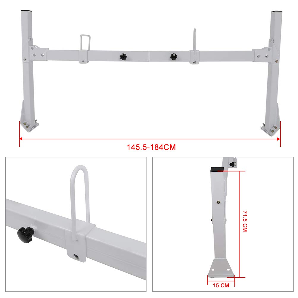 ECCPP Adjustable Heavy-Duty Steel Van Ladder Rack - 2 Bars Roof Rack for 96-18 Chevy Express with Rain Gutters - 700Lb Capacity Universal Pickup Truck Ladder Rack for Lumber & Utility - Perfect for Construction, Roofing & Cargo Transport