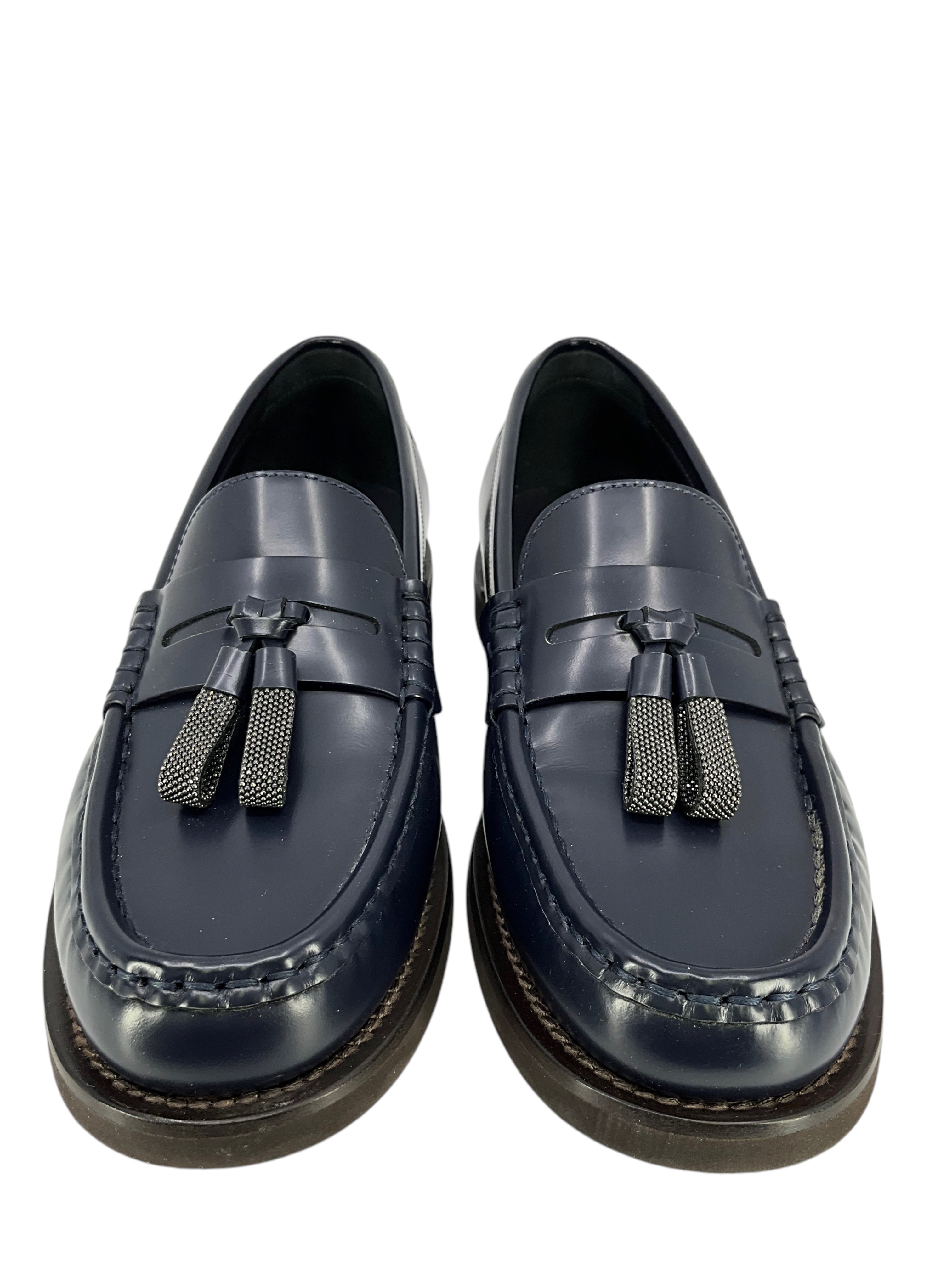 Brunello Cucinelli Genuine Leather Tassel Loafers for Women - Size 7 US | Comfortable Slip-On Dress Shoes for Office, Business & Casual Wear
