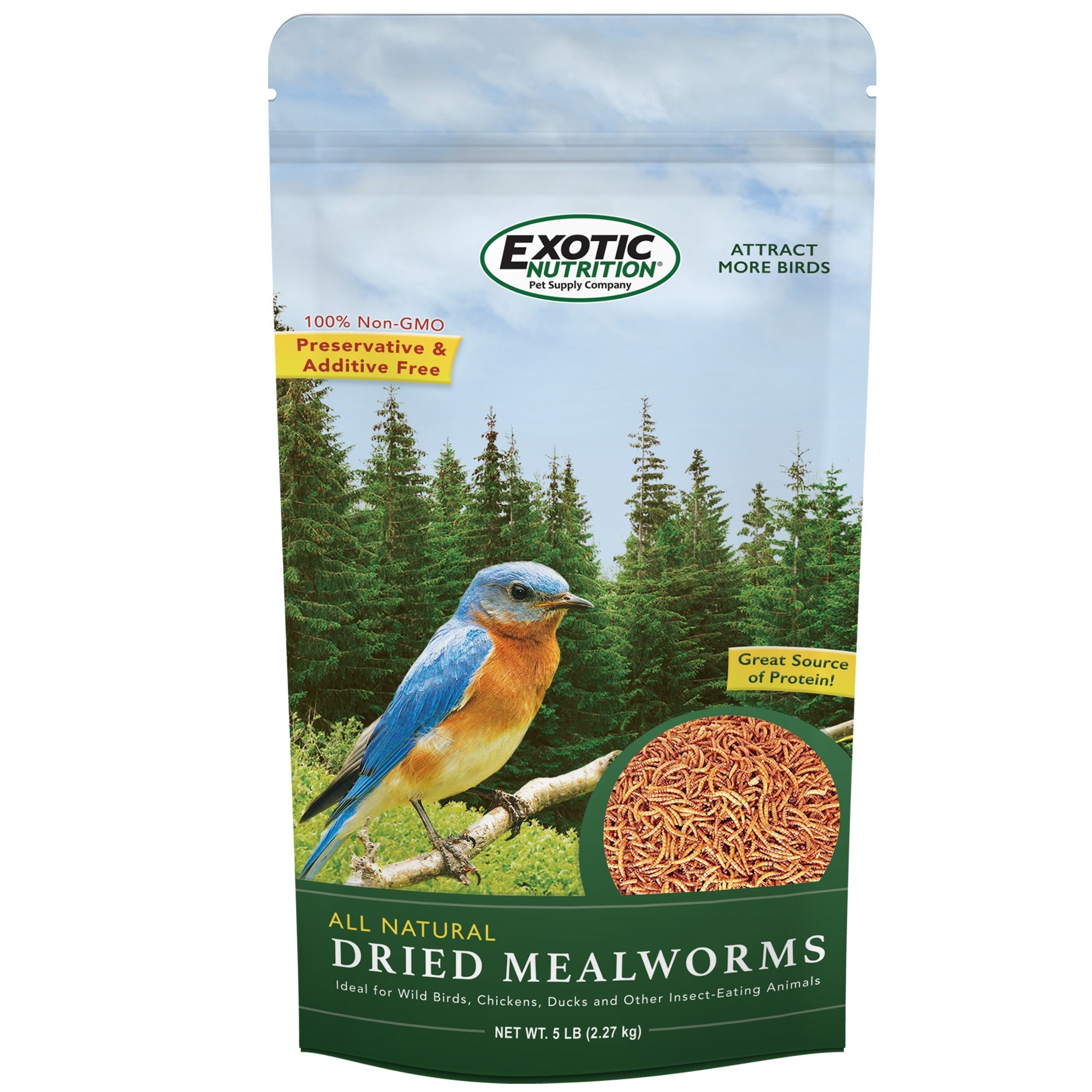Premium Dried Mealworms 5 lb - High Protein Chicken & Bird Feed - Perfect for Backyard Poultry, Wild Birds, Reptiles & Fishing Bait
