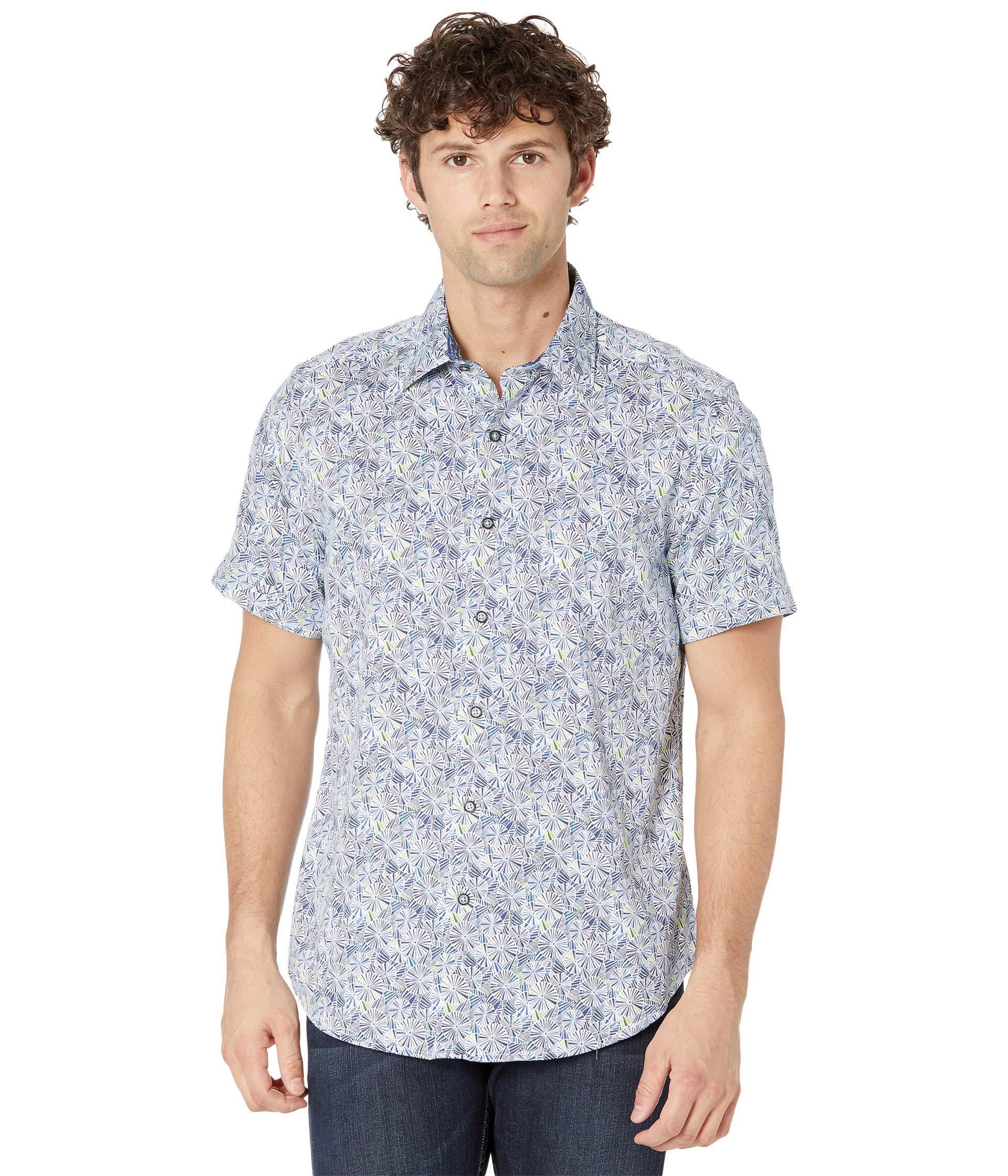 Robert Graham Men's Ballard Short Sleeve Woven Shirt - Casual Summer Button Down Shirt for Business Casual & Outdoor Activities