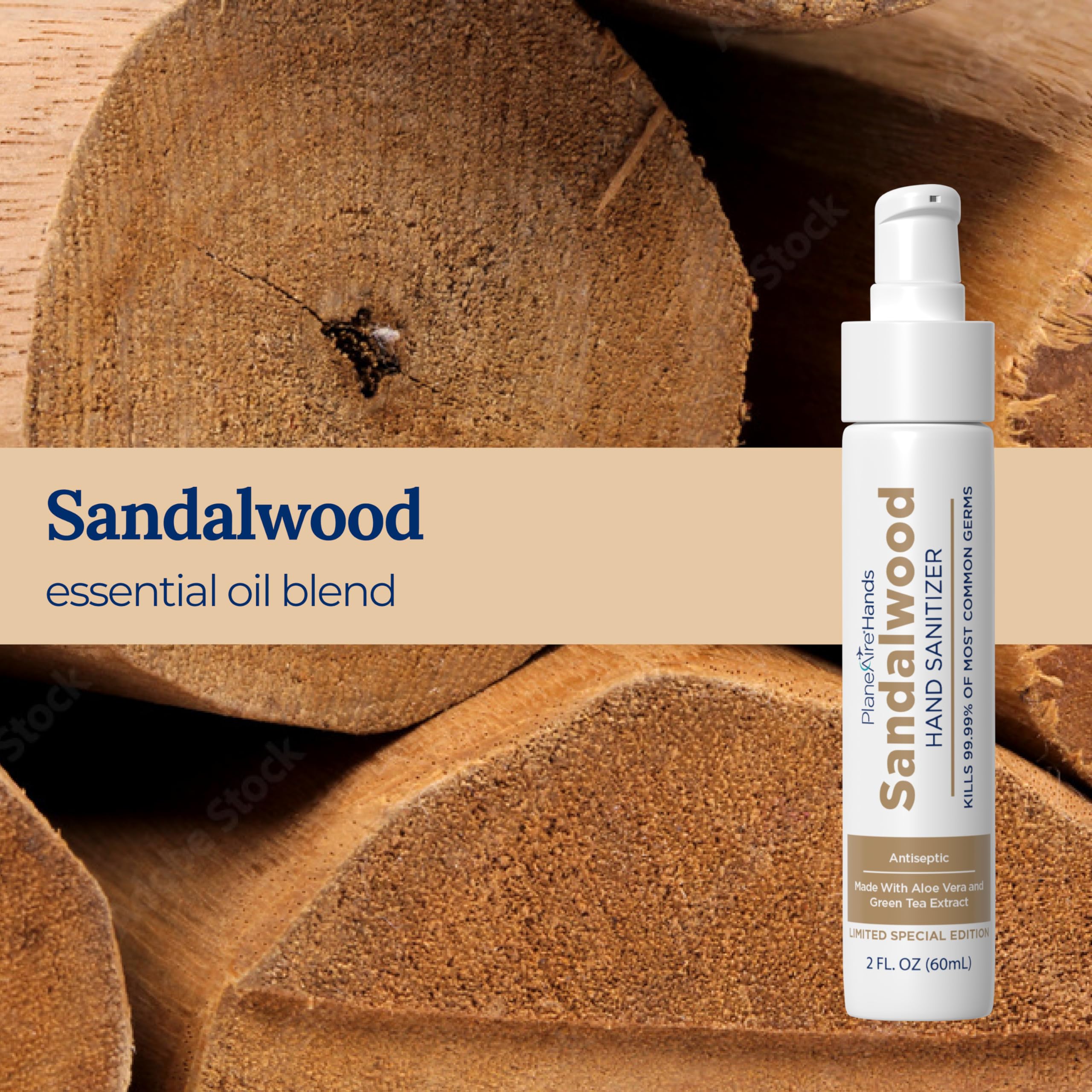 Premium Sandalwood Hand Sanitizer & Moisturizing Lotion - 2-in-1 Travel Size (3.4oz) | TSA Approved | Plant-Based, Vegan Formula with Essential Oils | Ideal for Air Travel, Office Use & Daily Hygiene | Antibacterial & Skin-Nourishing