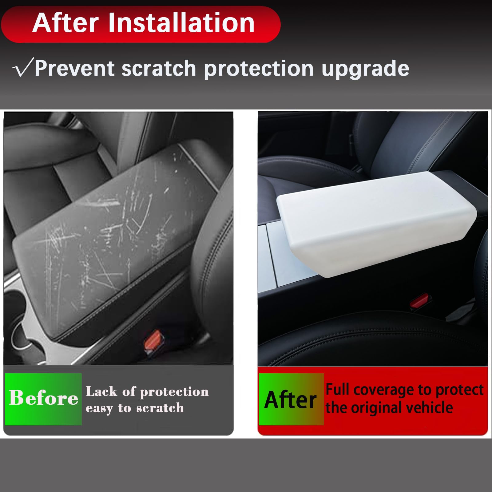 2024-2025 Tesla Model 3/Y Center Console Cover - Non-Slip Armrest Protector | Premium Interior Accessories for Enhanced Comfort & Protection (White) | Perfect for Daily Commuting & Road Trips