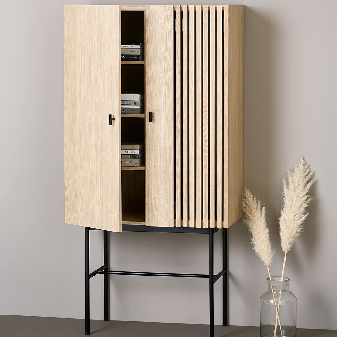 Modern High Sideboard Storage Cabinet - Stylish and Functional Entryway, Living Room, or Dining Room Furniture