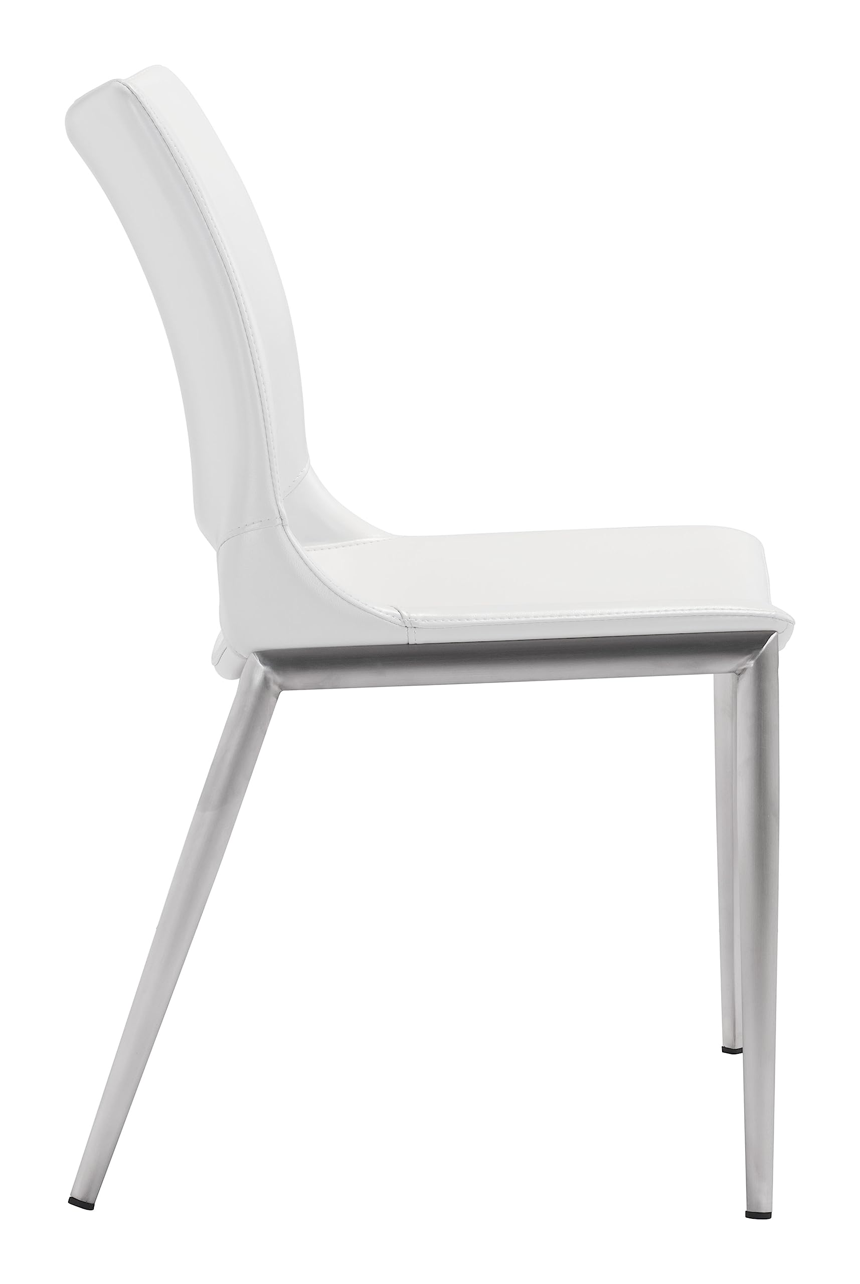 Ace Modern Dining Chairs (Set of 2) - White & Silver Metal Frame - Comfortable Kitchen Chairs for Dining Room, Breakfast Nook, or Small Space