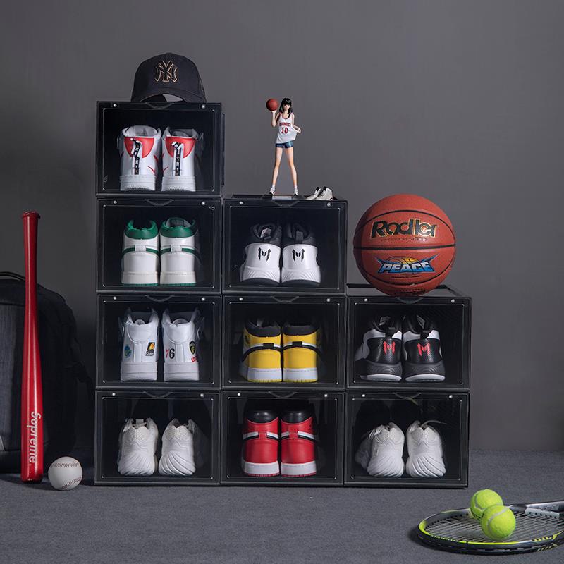 Clear Acrylic Stackable Shoe Storage Box with Magnetic Front Opening - Thickened Non-Slip Design for Closet Organization (Set of 6) - Perfect for Sneaker Collection, Boot Storage & Bedroom Closet Organizer