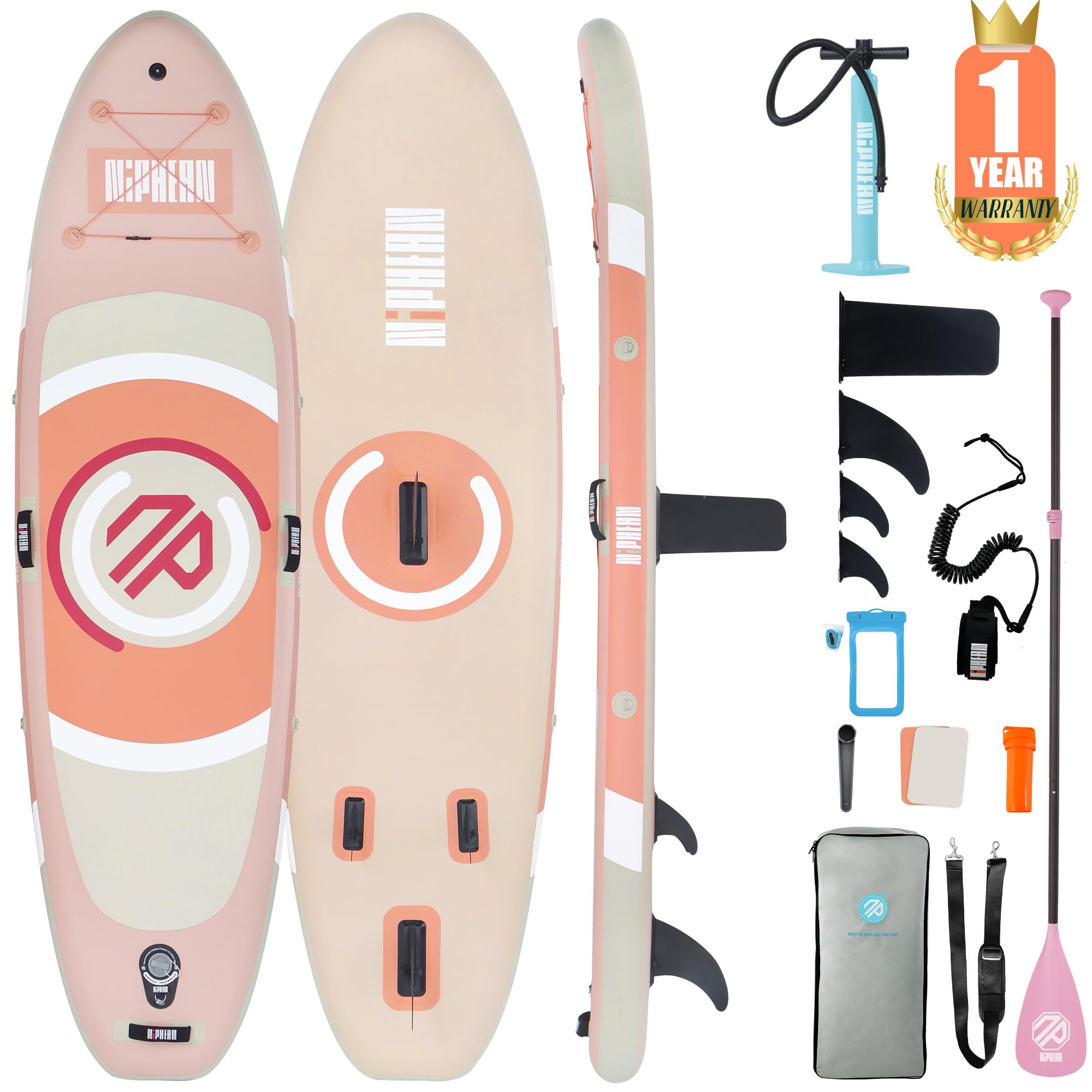 Niphean Inflatable Stand Up Paddle Board for Adults - 10ft SUP Board with Stable Fins, Durable SUP Accessories - Perfect for Beginners, Yoga & Water Sports - Great for Lakes, Rivers & Ocean Paddling