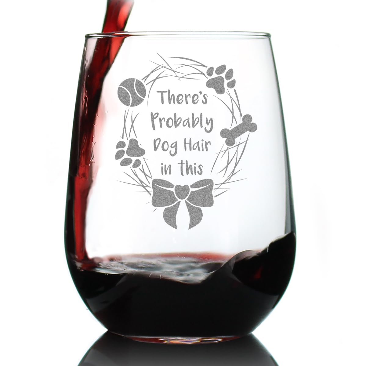 Funny Stemless Wine Glass with Dog Hair Design - 17oz Large Capacity - Perfect Gift for Dog Lovers - Great for Parties, Home Decor & Wine Tasting