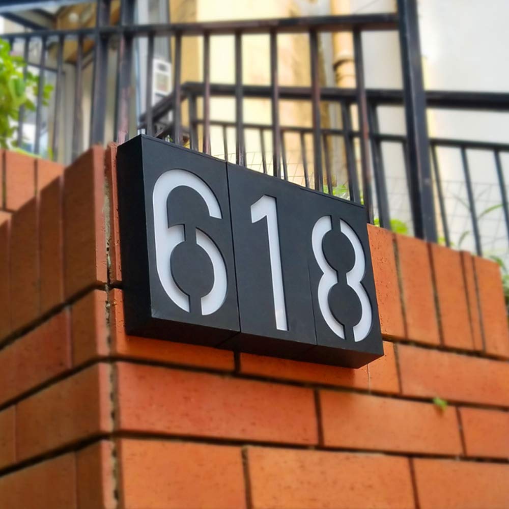 **Solar Powered LED House Numbers for Outdoor - Weatherproof Address Plaque for Garden, Yard, and Wall - Illuminated Digital Display for Home & Street Visibility (Perfect for Nighttime & Low-Light Areas)**    *(Use Cases: Enhances curb appeal, improves nighttime address visibility for deliveries/guests, ideal for homes, apartments, and businesses with outdoor numbering needs.)*