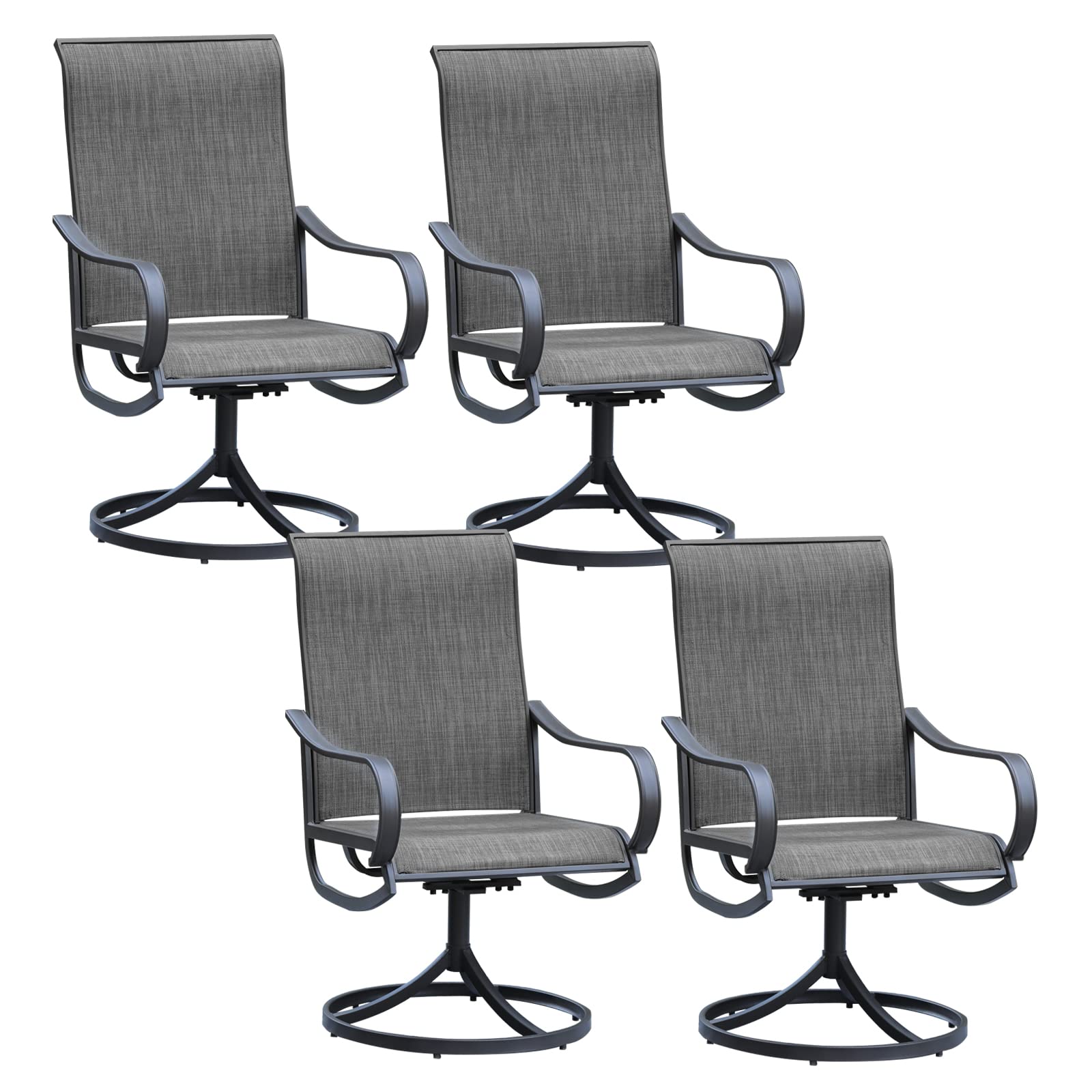 Sophia & William 4-Piece Patio Dining Chair Set - Swivel Rocking Chairs with Weather-Resistant Sling Mesh & Brown Metal Frame - Perfect for Outdoor Dining, Garden, Backyard, Poolside Relaxation