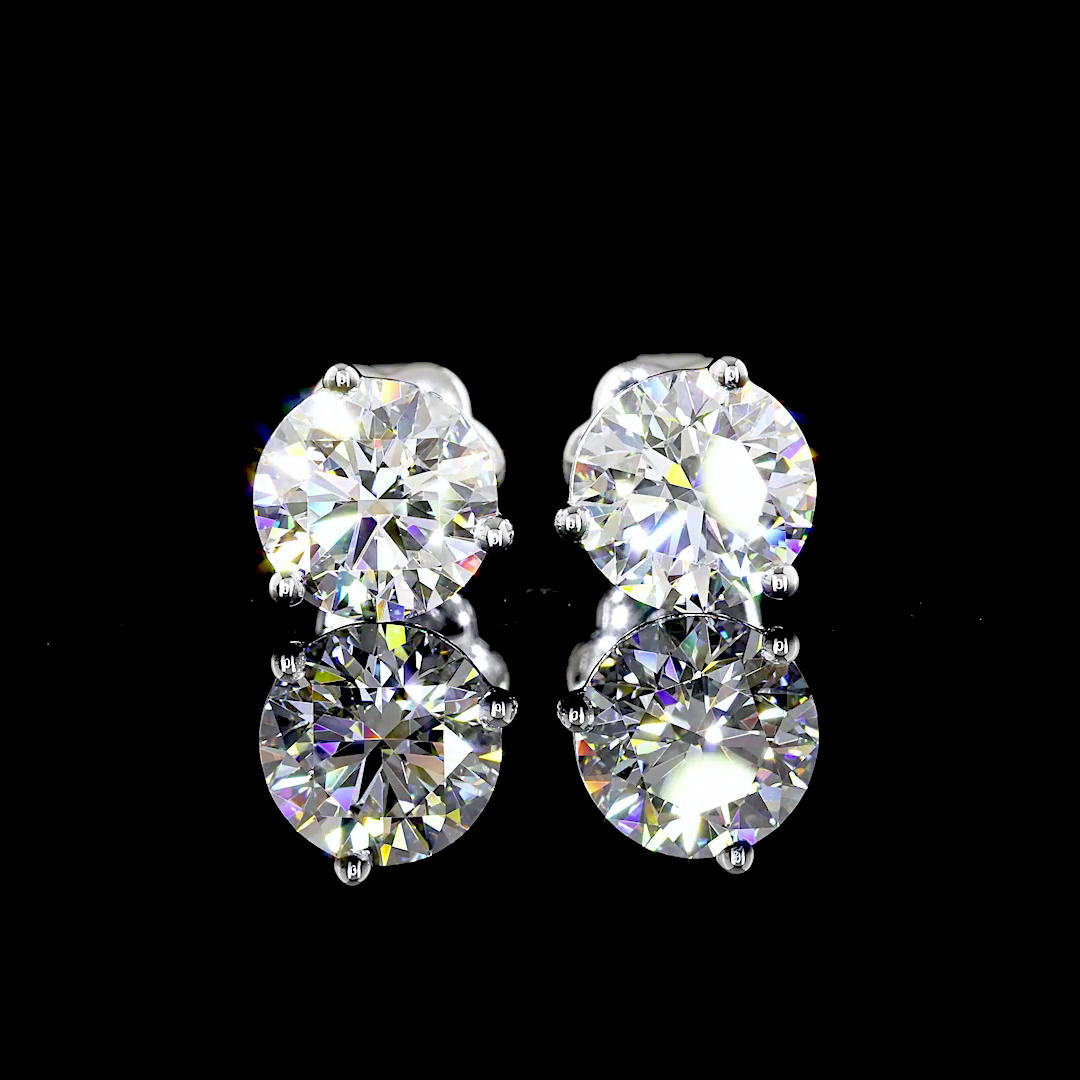 2.48 Carat Lab Grown Round E VS1 Diamond 14K White Gold Martini Stud Earrings for Women - Perfect for Weddings, Anniversaries & Special Occasions