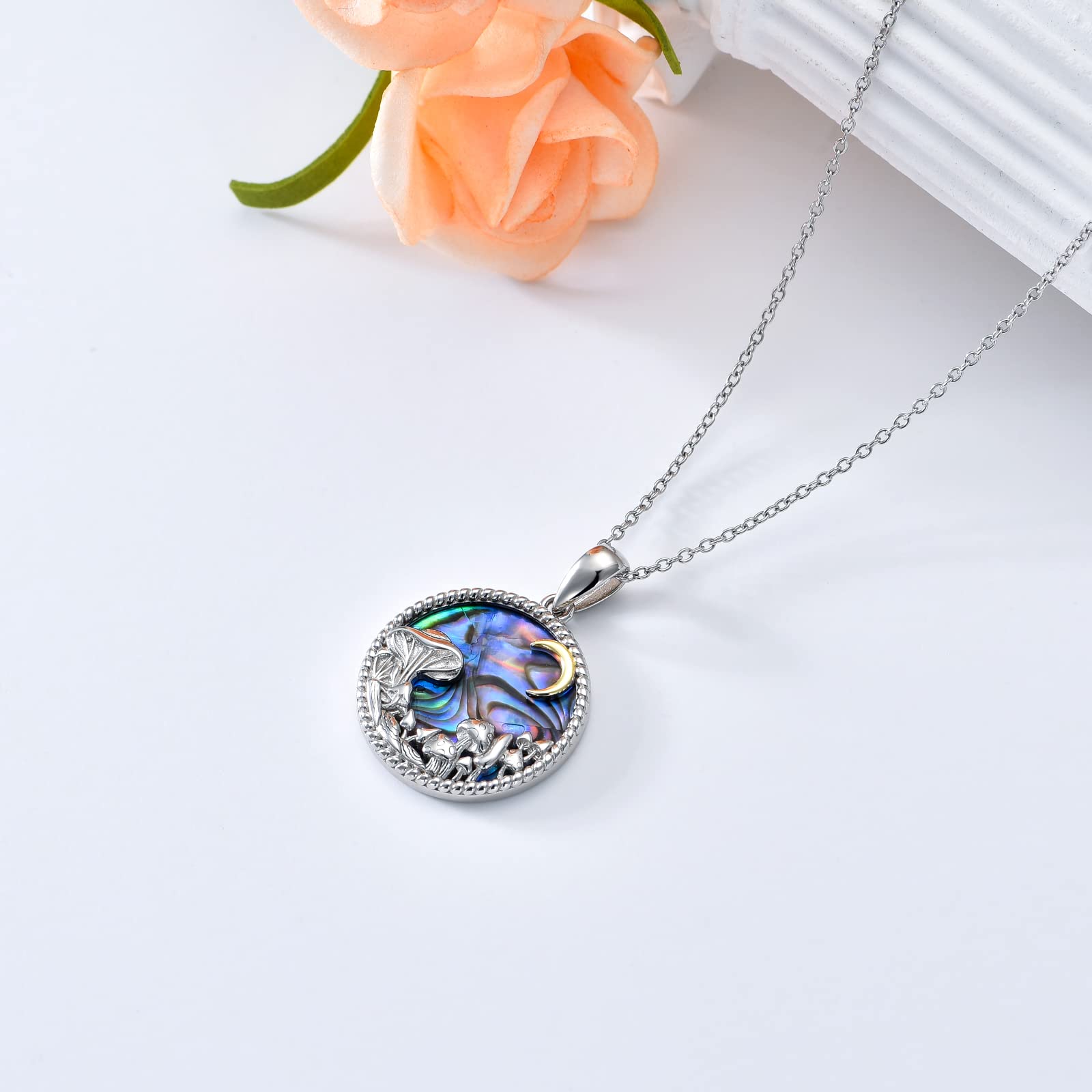 925 Sterling Silver Mushroom Frog Necklace - Cute Botanical Jewelry Gift for Women, Wife, Girlfriend, Sister - Perfect for Birthday, Anniversary & Everyday Boho Style Accessories