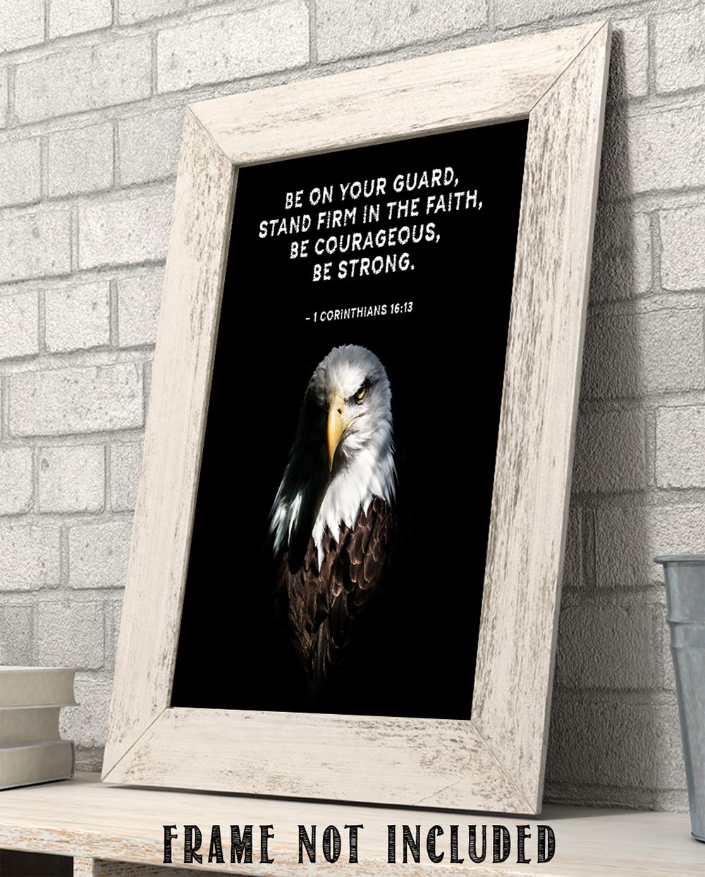 TJ Originals - 1 Corinthians 16:13-14 Bible Verse Wall Art - 11x14 Christian Scripture Print - Inspirational Home Decor Gift for Family & Friends - Perfect for Bedroom, Office & Church Decor (Strong Eagle Design)