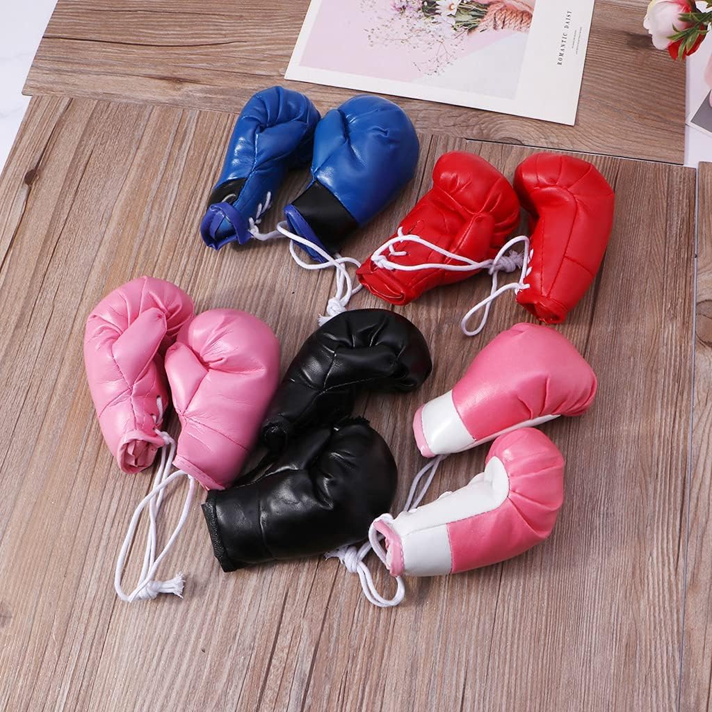 2 Pairs Mini Boxing Gloves - Hanging Boxing Bag Decorations for Car Mirror, Christmas Tree & Home Decor - Cute Boxing Toy Gifts for Sports Fans