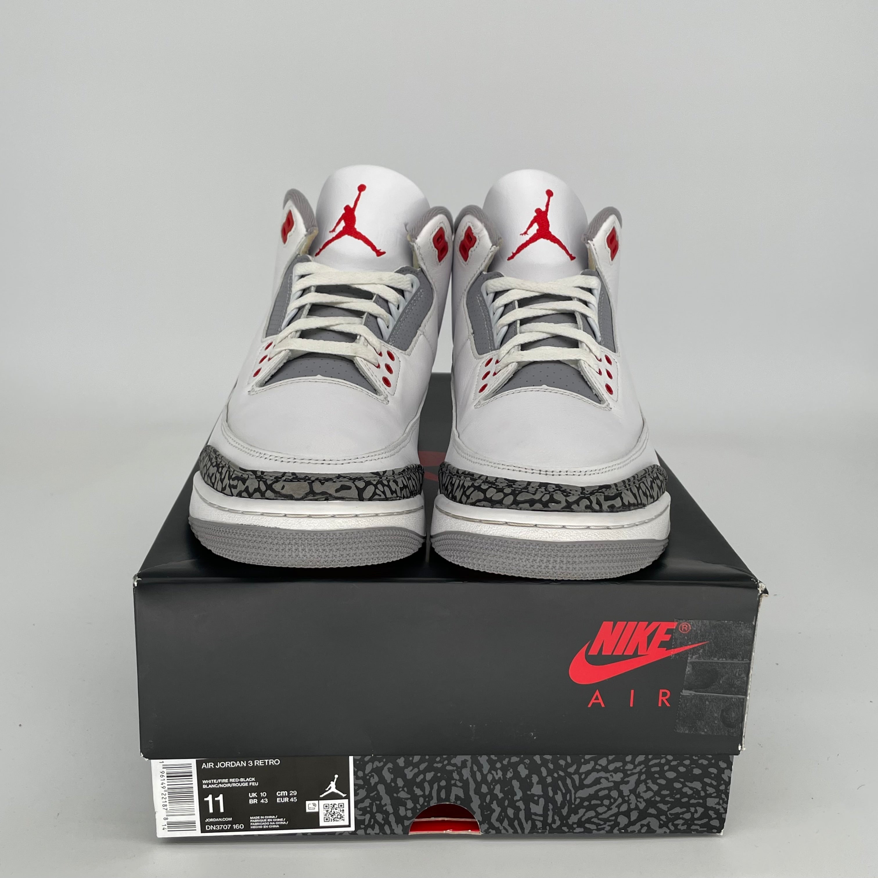 Original Air Jordan 3 Fire Red Men's Basketball Shoes - Size 11 (DN3707-160) | Retro Sneakers for Streetwear & Basketball Games