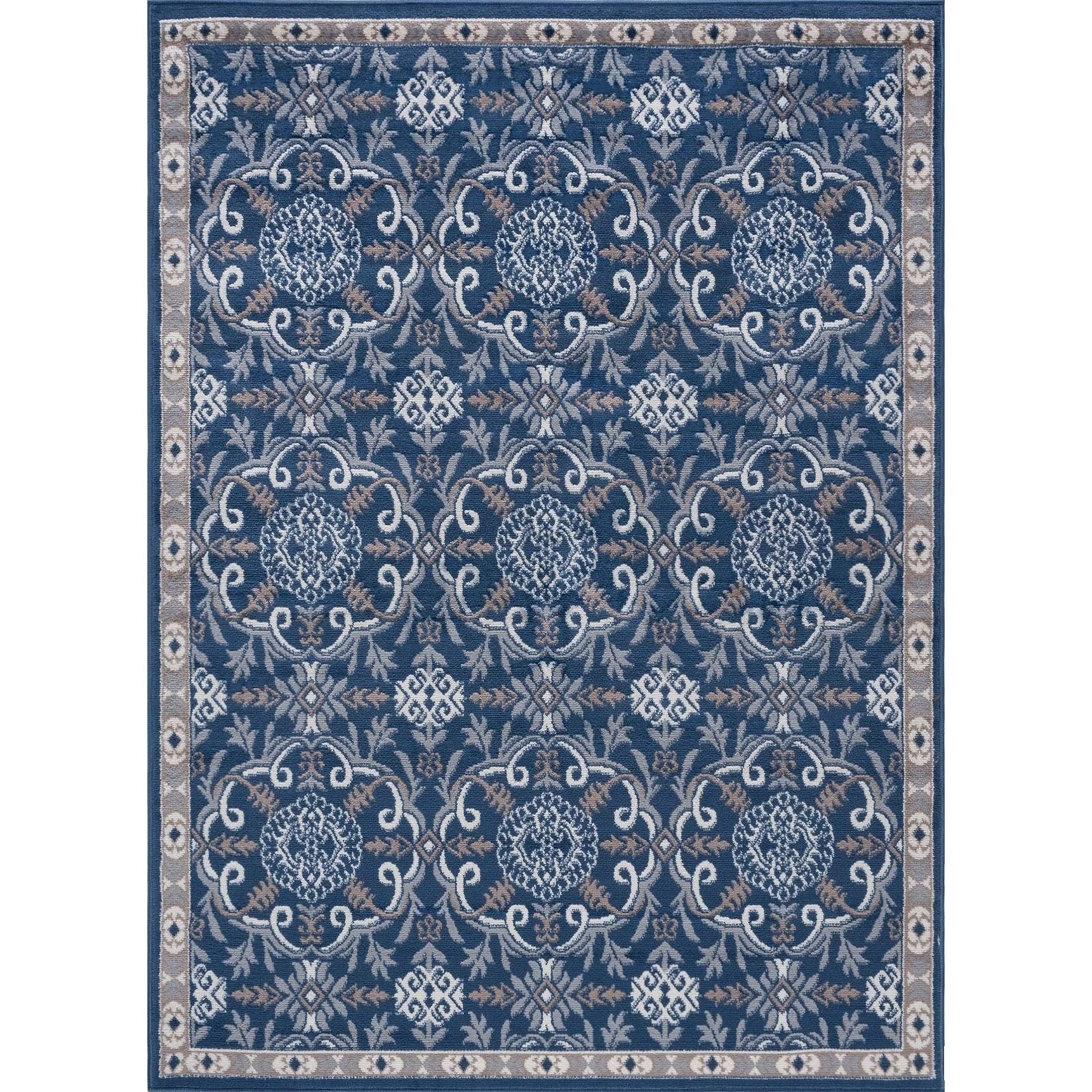 Alise Rugs Hamilton Traditional Damask Indoor Area Rug Navy Blue 8' x 10' - Soft Non-Slip Living Room Carpet for Bedroom, Dining Room, Home Decor - Perfect for Cozy Family Gatherings & Elegant Interior Design