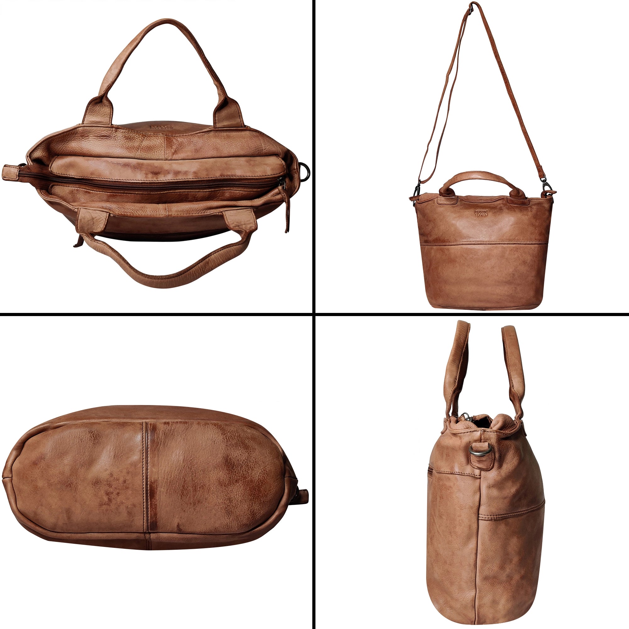 Premium Genuine Leather Tote Bag for Women - Stylish Cognac Brown Handbag - Perfect for Work, Travel & Everyday Use