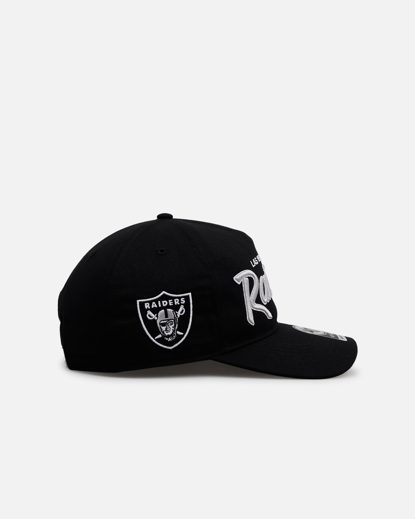 47 Brand Las Vegas Raiders 'Black Dome Script' Snapback Hat - Adjustable 47 Hitch Fit, Black - Perfect for NFL Games, Tailgating & Casual Wear