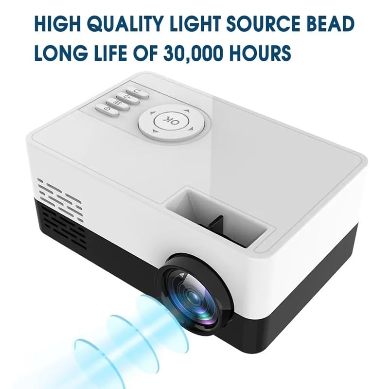 RYMMKOP Mini Projector 480x360 Resolution, 1080P Support, USB & Phone Compatible - Portable Home Theater Projector for Movies, Gaming & Outdoor Entertainment (EU Certified)