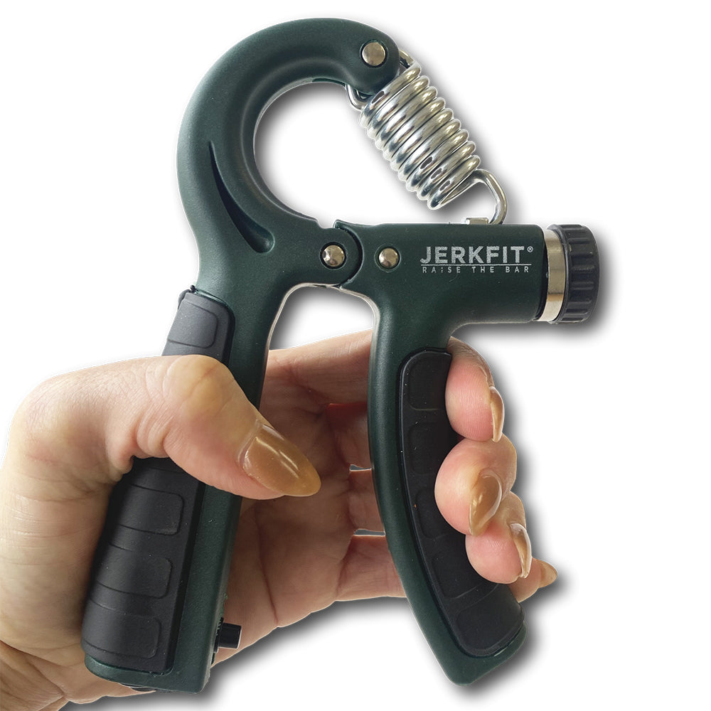 JerkFit Adjustable Grip Strength Hand Exerciser - Improve Grip & Forearm Strength for Rock Climbing, Weightlifting & Rehabilitation - Perfect for Athletes & Physical Therapy