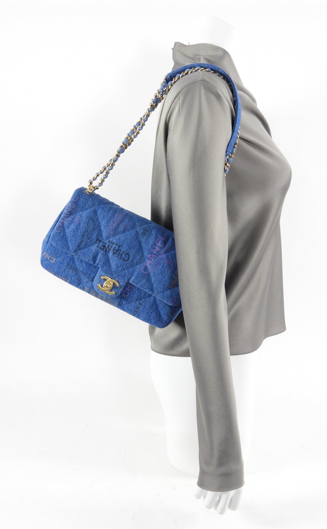 Chanel 22P Printed Denim Medium Flap Bag - Luxury Designer Handbag for Women | Perfect for Everyday Use, Work & Special Occasions