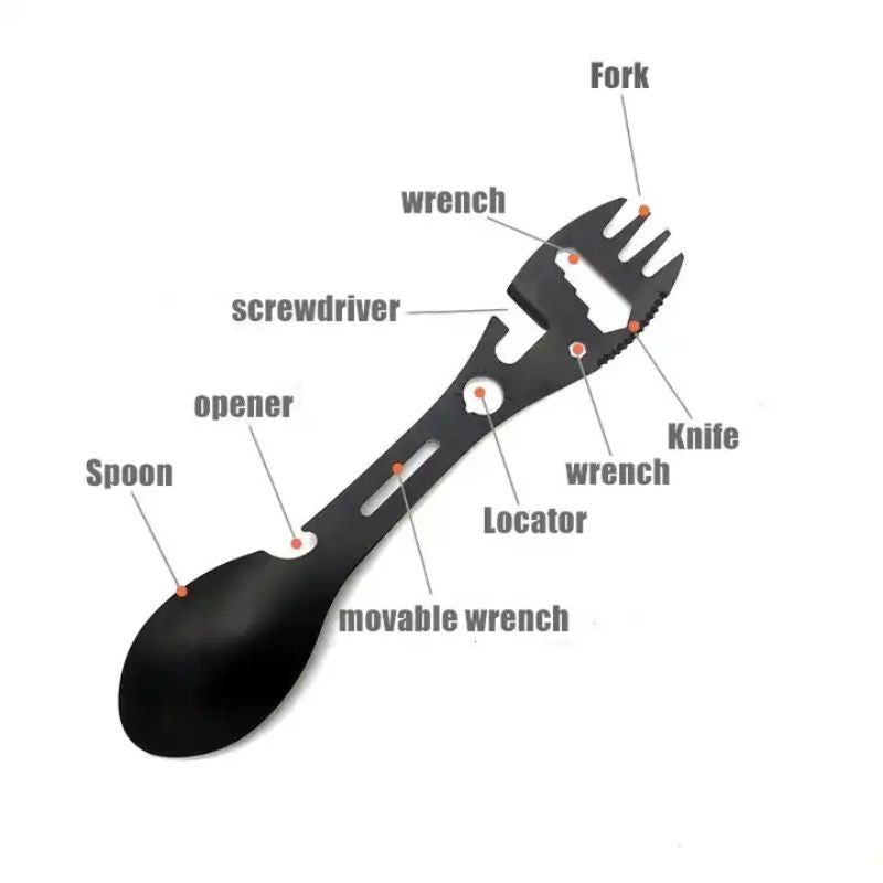 5-in-1 Multipurpose Camping Spork - Lightweight Titanium Camping Utensil Set for Hiking, Backpacking, Travel & Outdoor Adventures
