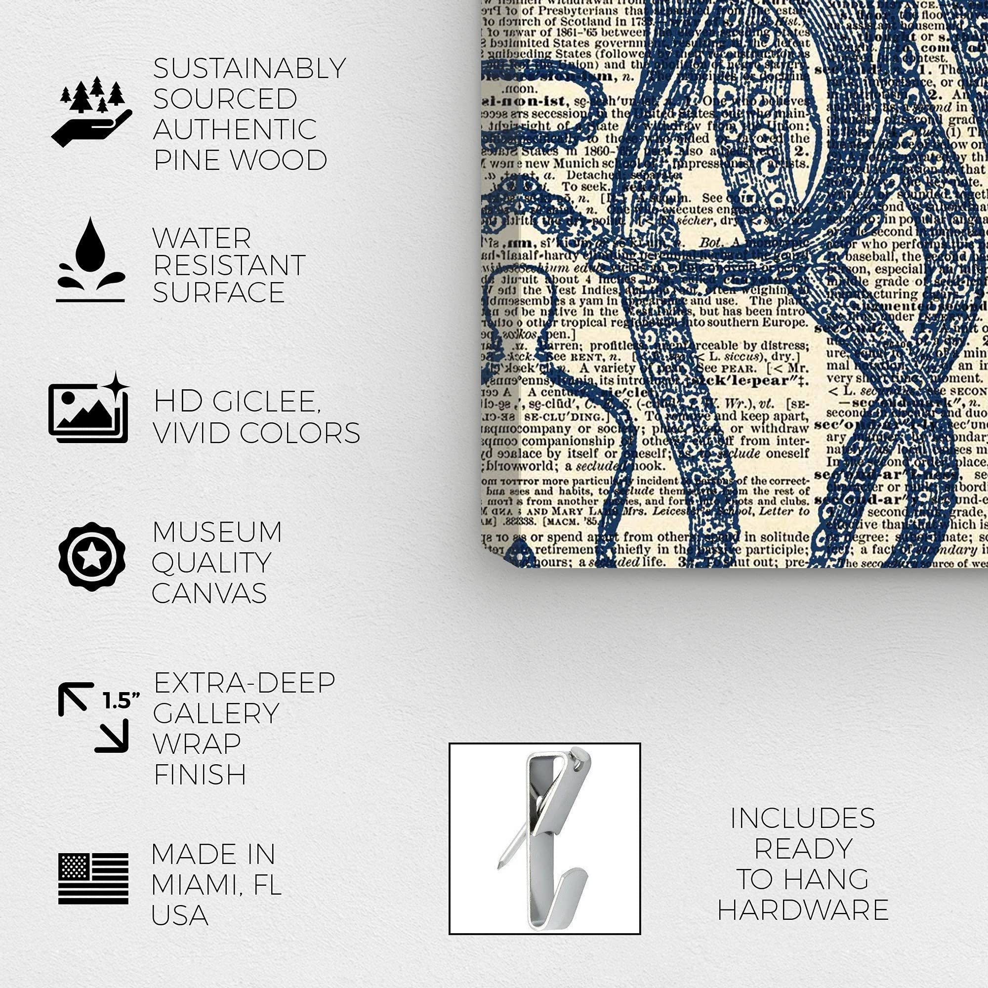 Nautical & Coastal Wall Art Canvas Print - Marine Life Octopus Dictionary Home Decor by Oliver Gal Artist Co. - 24