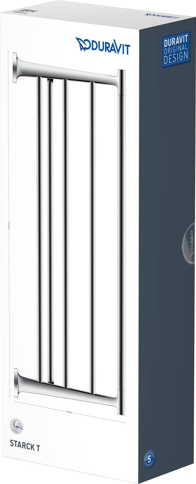Duravit Starck T Towel Shelf Chrome - Premium Bathroom Towel Holder for Modern Homes - Perfect for Showers, Spas & Luxury Bathrooms