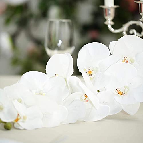 40 Inch Artificial Phalaenopsis Silk Orchid Flowers - Real Touch White Fake Orchid Branches for Home, Office, Wedding, Party & Event Decor - Pack of 2 - Perfect for Centerpieces, Vase Arrangements & Wall Decor
