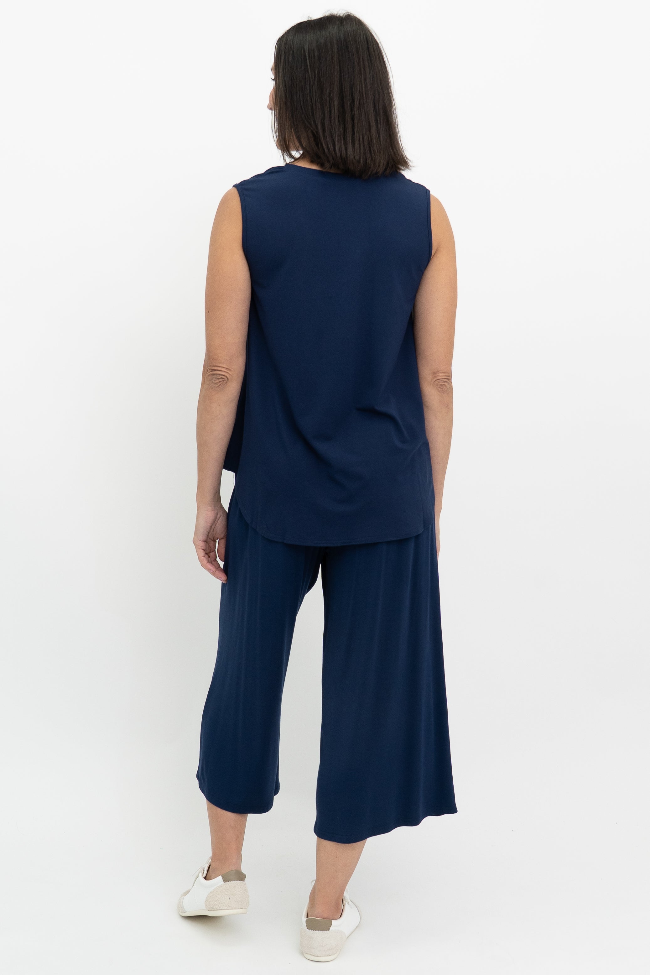 Jackie Tank Top for Women - Soft Bamboo Fabric in Indigo Blue - Perfect for Yoga, Travel & Casual Wear