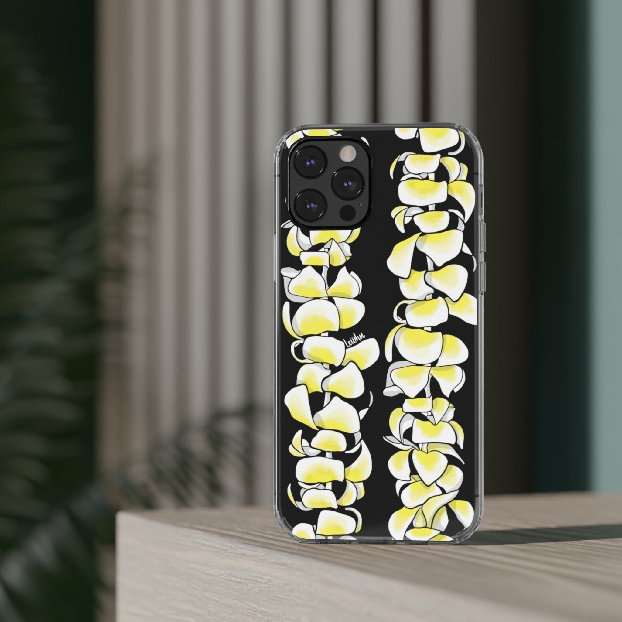 Hawaiian Plumeria Flower Lei Design Clear Phone Case - Durable Protective Cover for iPhone & Samsung - Perfect for Luau Parties, Beach Vacations & Summer Festivals