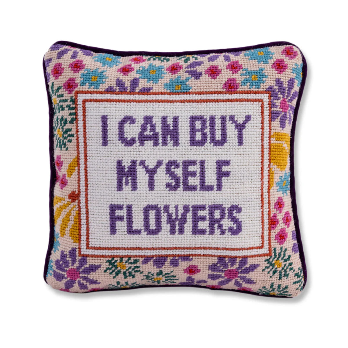 Elegant Floral Needlepoint Pillow - Handmade Decorative Cushion for Sofa, Bed & Home Decor | Perfect Gift for Housewarming & Wedding