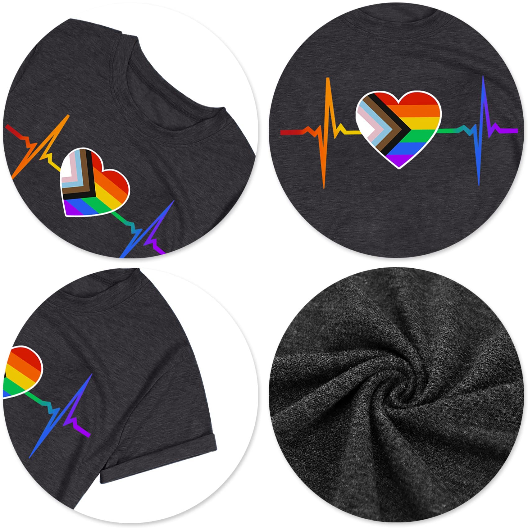 Women's Pride T-Shirt - Rainbow Heart Graphic Tee - LGBT Casual Short Sleeve Top for LGBTQ+ Events, Pride Parades & Everyday Wear