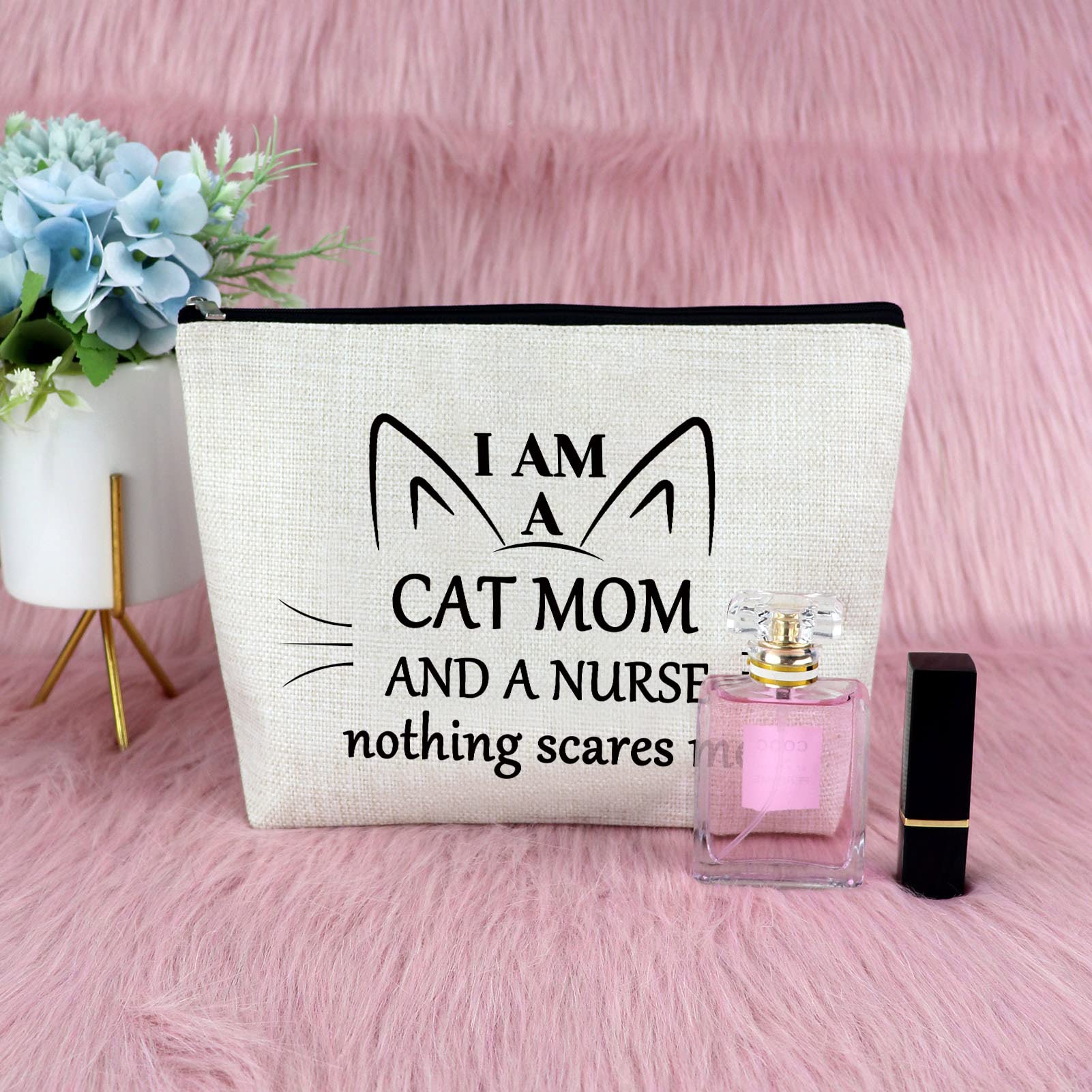 **Nurse Appreciation Gift for Women - Cute Cat Makeup Bag for Nurses, Mom, Graduation, Retirement & Christmas - Travel Cosmetic Pouch for Daily Use, Work & Gifts**