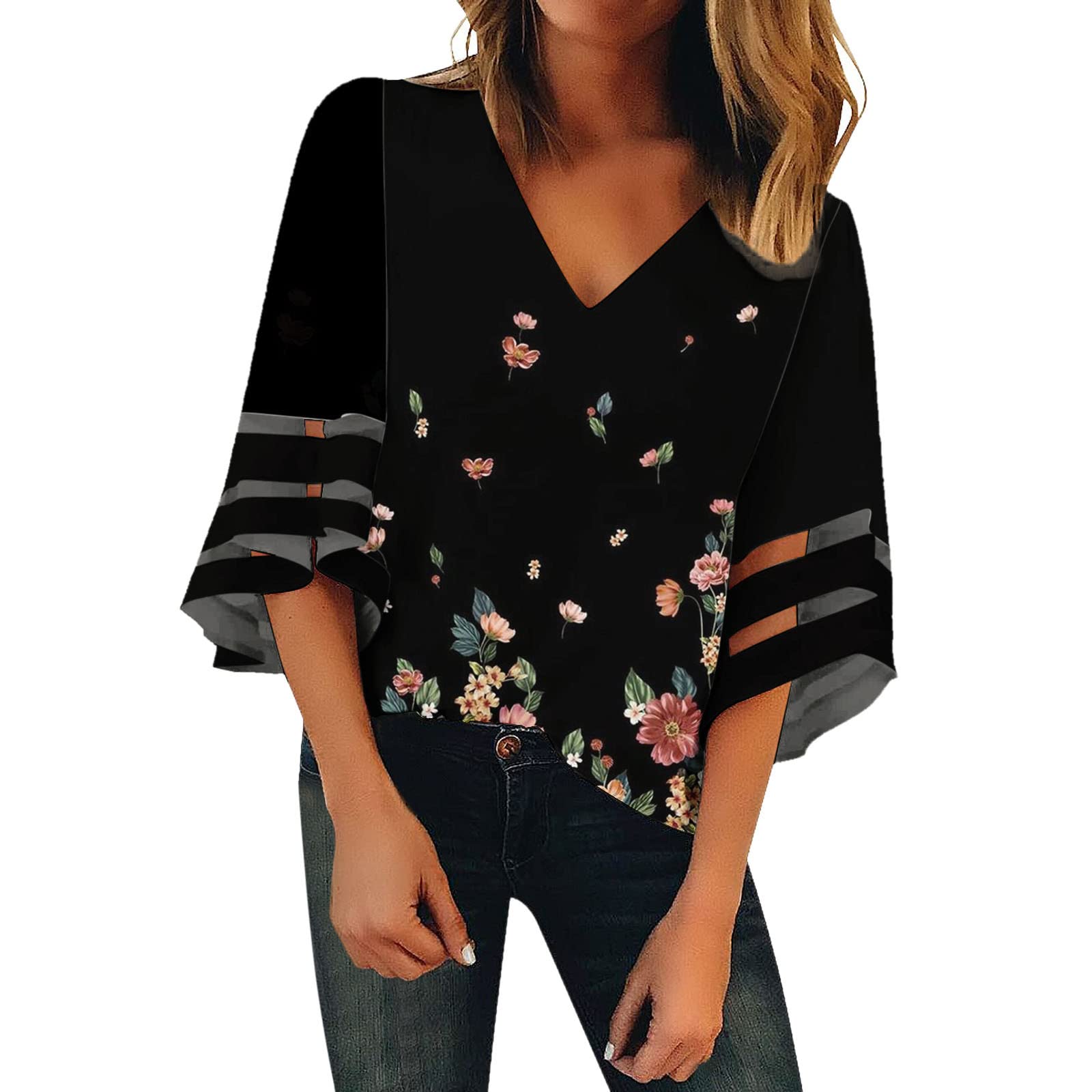 Women's Casual Long Sleeve V-Neck Tunic Tops - Soft Fall & Spring Blouses for Women 2023 - Perfect for Office Wear, Weekend Outings and Layering Outfits