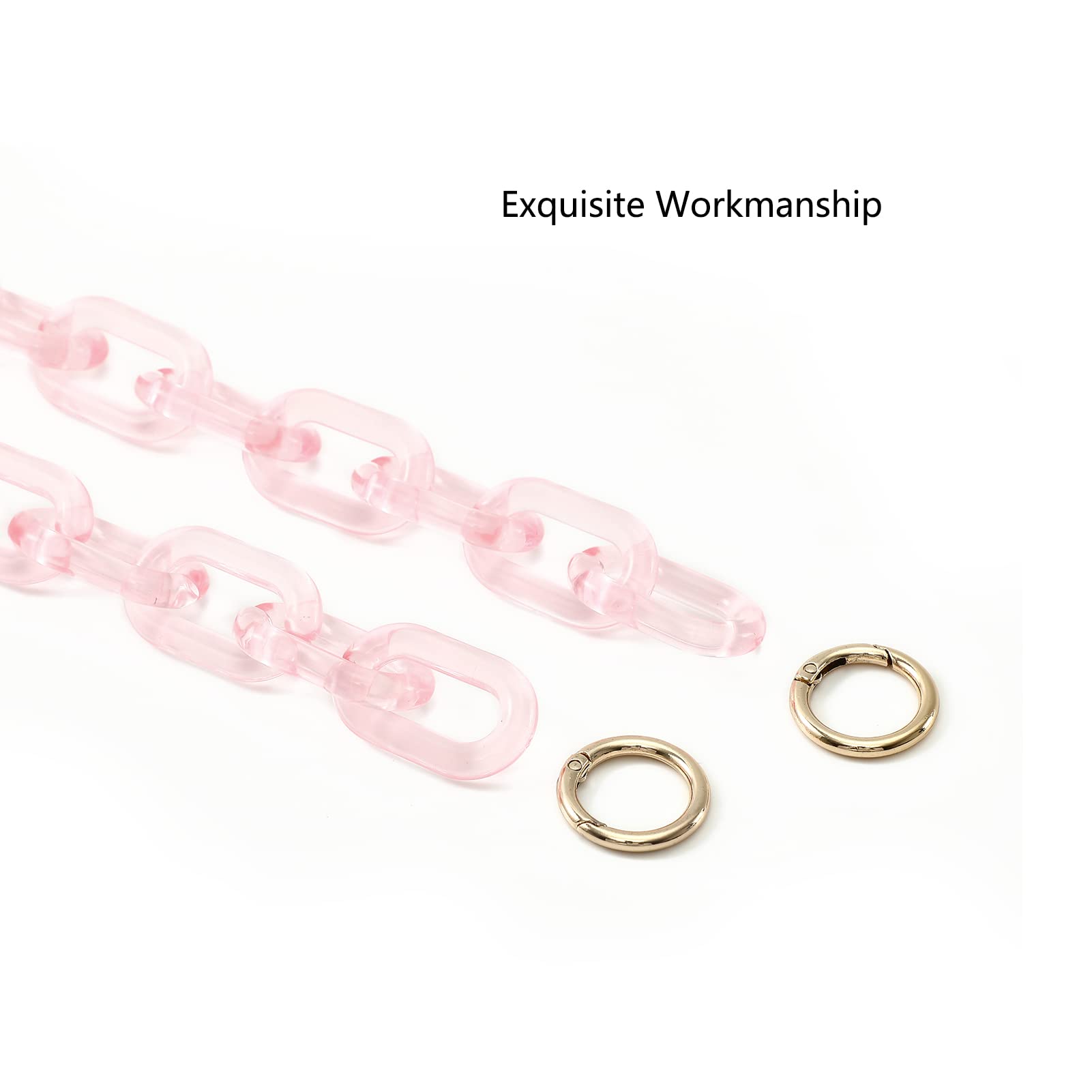 Chunky Acrylic Purse Strap Replacement - Pink Handbag Chain Handle for DIY Bag Making & Decoration | Perfect for Women's Fashion Accessories, Party Bags & Designer Purse Upgrades