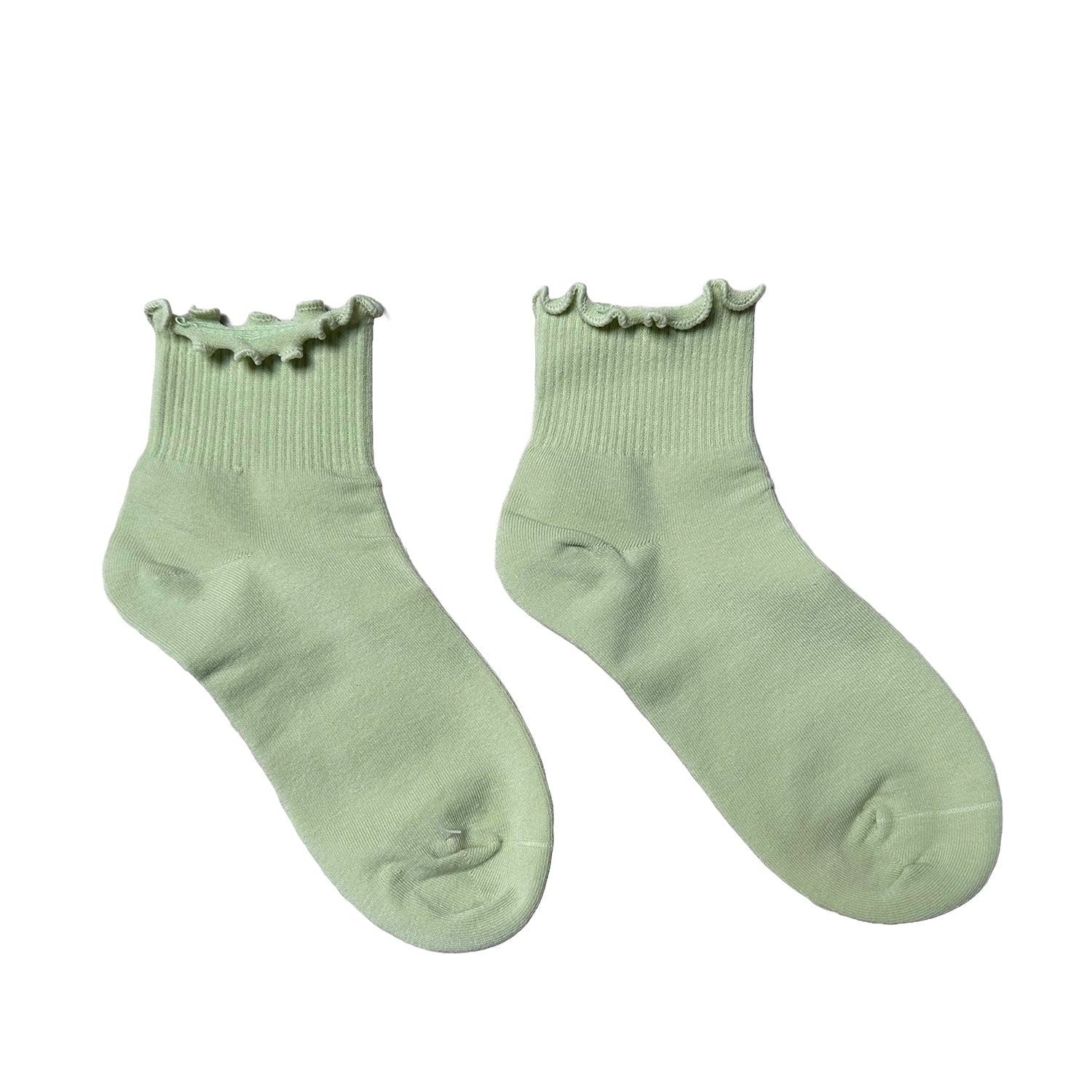 FLOOF Women's For The Frill 2.0 Light Green Socks - Cute & Comfortable Ankle Socks for Casual Wear, Workouts & Everyday Fashion