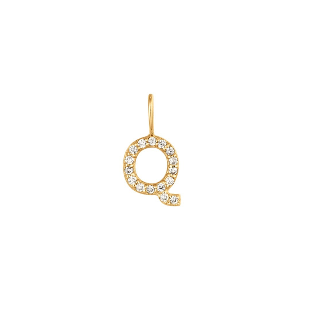 14K Yellow Gold Diamond Initial Charm Pendant - Personalized Name Necklace for Women, Perfect Gift for Birthday, Anniversary & Valentine's Day
