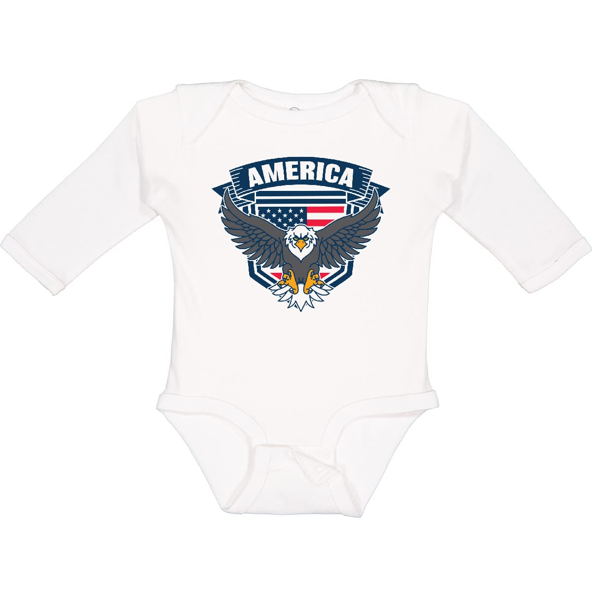 Inktastic Patriotic Eagle Shield and Banner Long Sleeve Baby Bodysuit - Perfect for 4th of July, Memorial Day & Family Photo Outfits