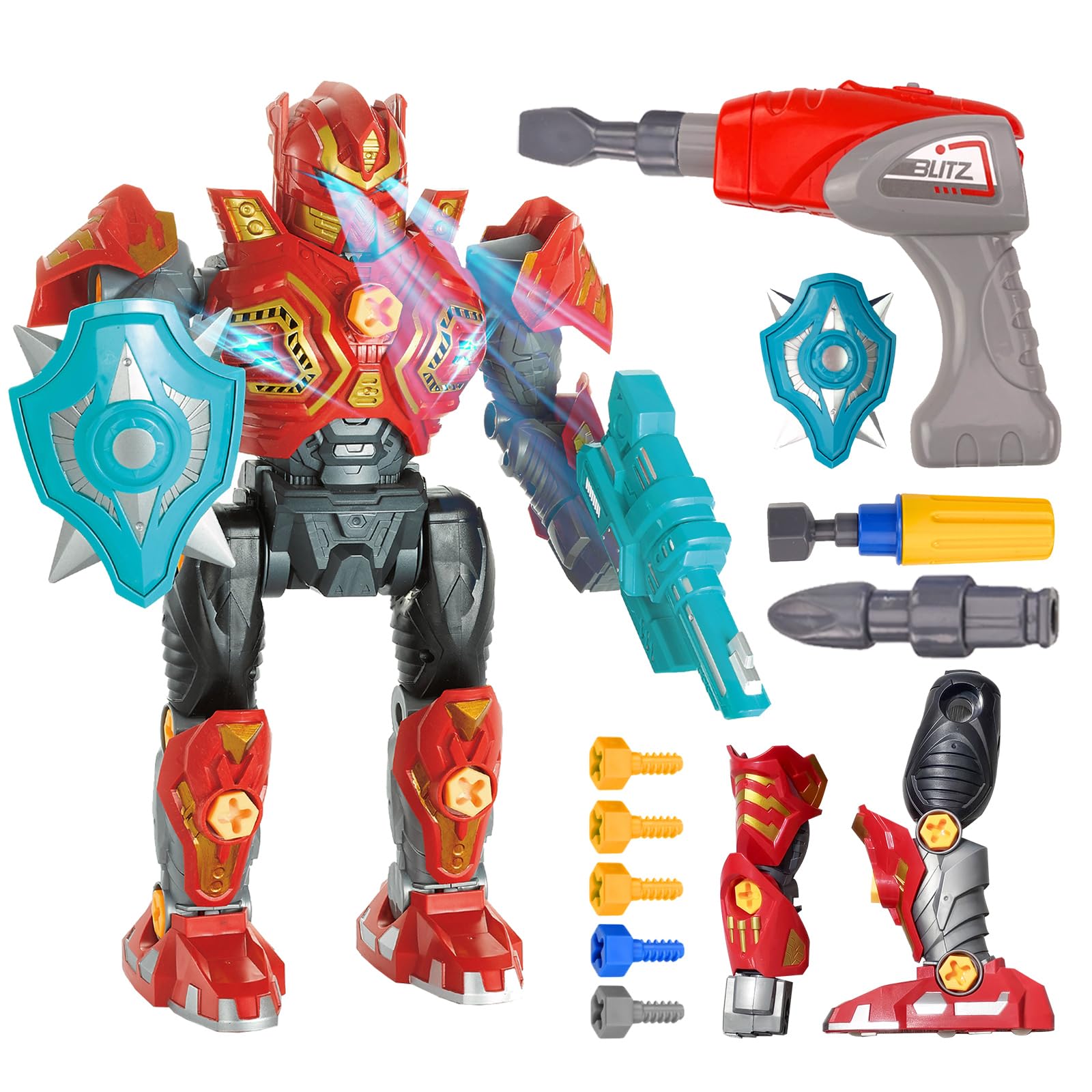 STEM Building Robot Toy for Kids Ages 4-12 - Take Apart Construction Set with Electric Drill & Sound Effects | Educational Engineering Toy for Boys & Girls | Perfect Birthday & Christmas Gift for Young Builders (Great for STEM Learning & Creative Play)