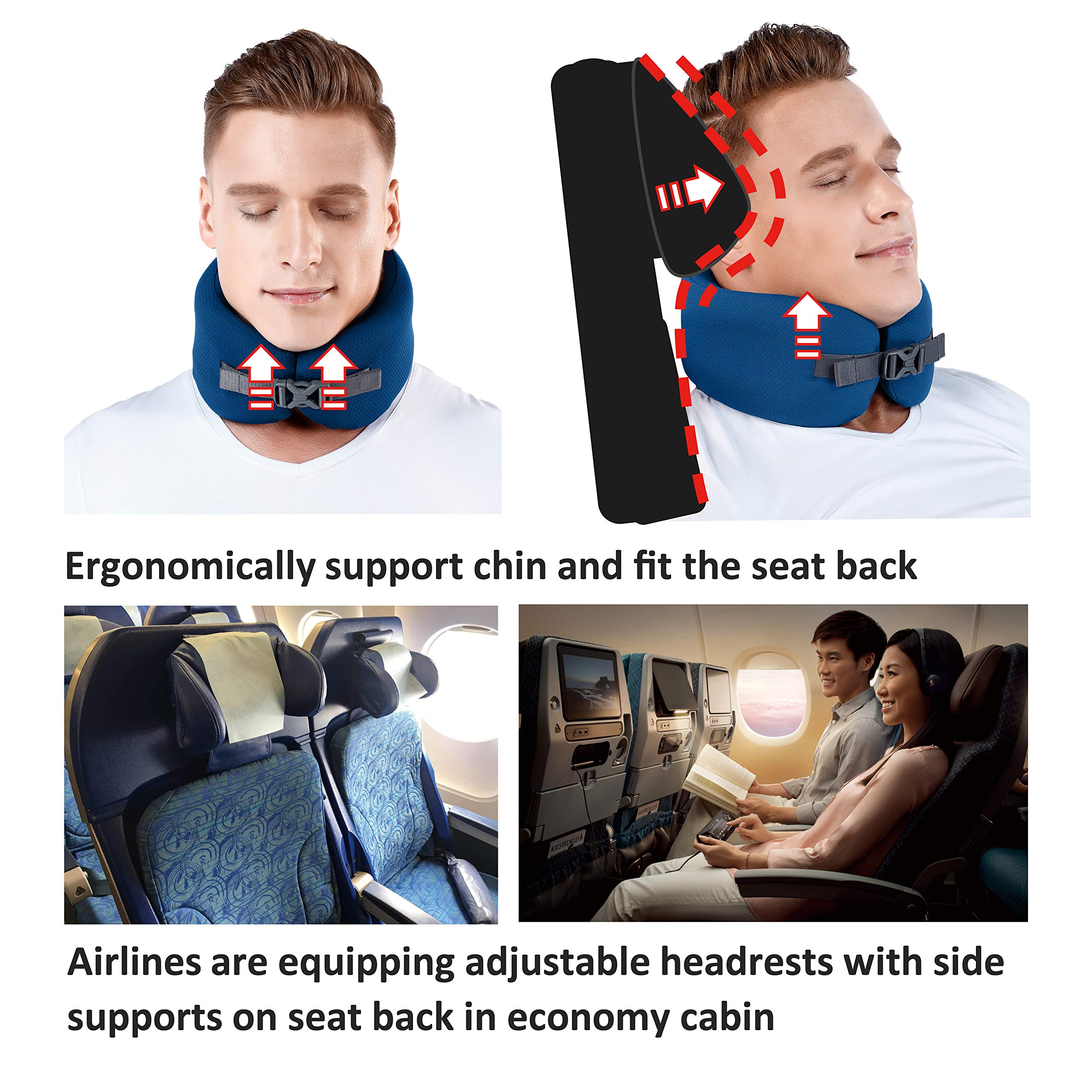 **Ultra-Soft Memory Foam Travel Neck Pillow - Ergonomic Support for Airplane, Car & Office Use - Portable & Washable for Comfort Anywhere**