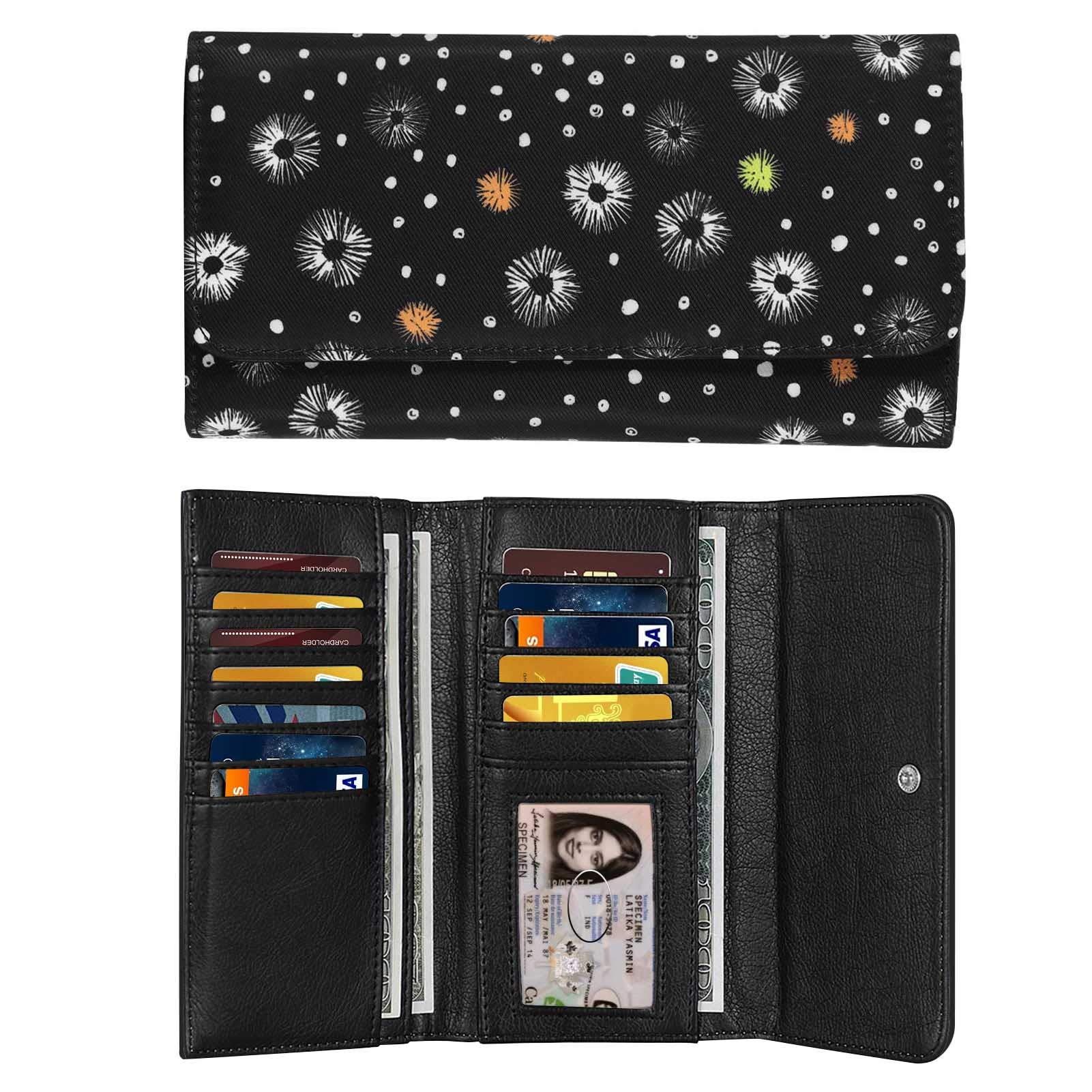 HUA ANGEL Slim Long Tri-Fold Wallet for Women - Ultra Thin Leather Card Holder with 12 Slots & Zippered Coin Pocket - Perfect for Everyday Use, Travel, and Gift Giving