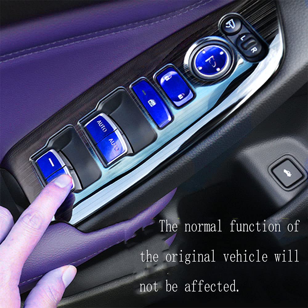 Premium Aluminum Alloy Handbrake Button Cover & Parking P Gear Frame Trim - 2Pcs Set for Honda Accord 2018-2023 (Blue) - Durable Car Interior Accessories for Enhanced Style & Protection - Perfect for Daily Driving, Road Trips & Car Shows