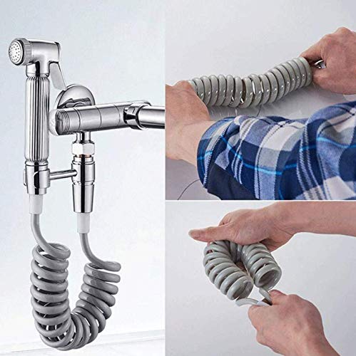 Flexible Bidet Sprayer Hose - PU Telescopic Shower Hose with G1/2 (0.8 Inch, 20mm) Internal Thread - 2M Gray - Perfect for Toilet Bidet, Baby Bath & Pet Cleaning
