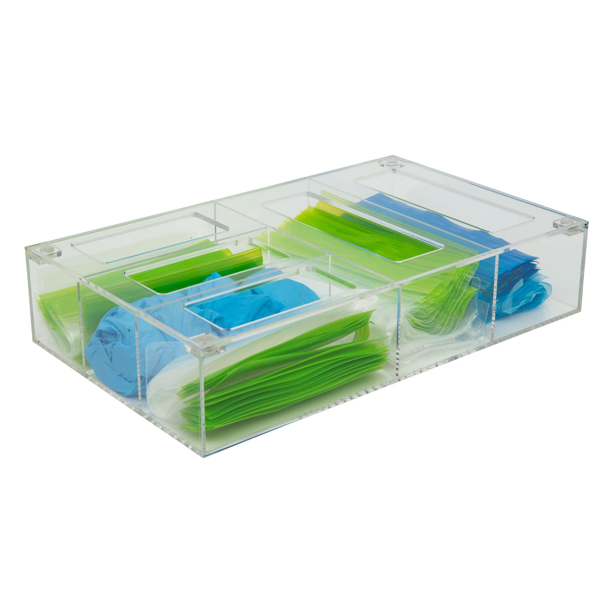 Clear Acrylic Sandwich Bag Organizer - Stackable Food Storage Container for Kitchen Pantry & Fridge Organization - Perfect for Meal Prep, Snacks & Leftovers