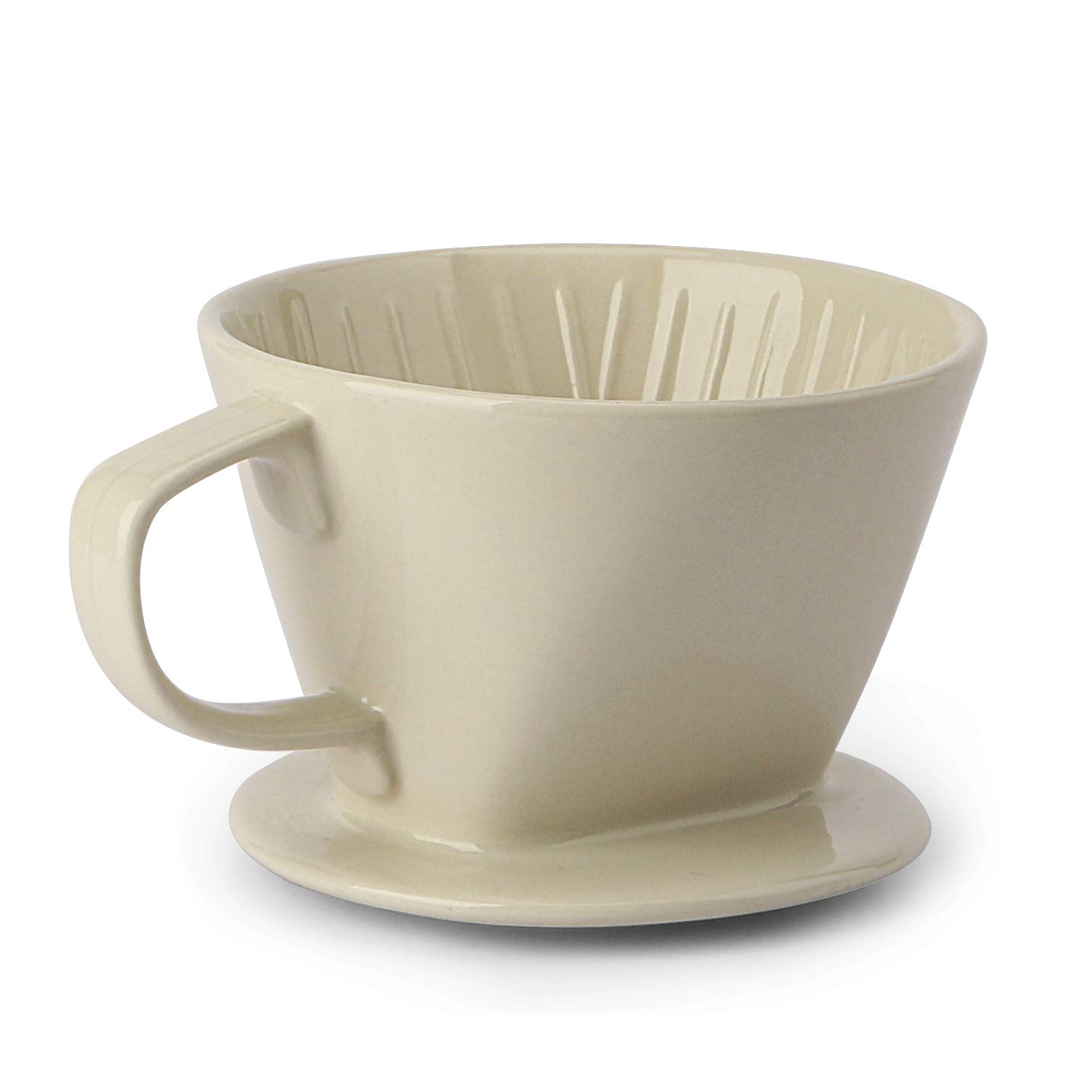 Yeeco White Ceramic Coffee Dripper Size 02 - 3 Hole Pour Over Coffee Filter for Manual Brewing | Perfect for Home, Office & Cafe Use | Durable Ceramic Coffee Maker for Specialty Coffee Lovers