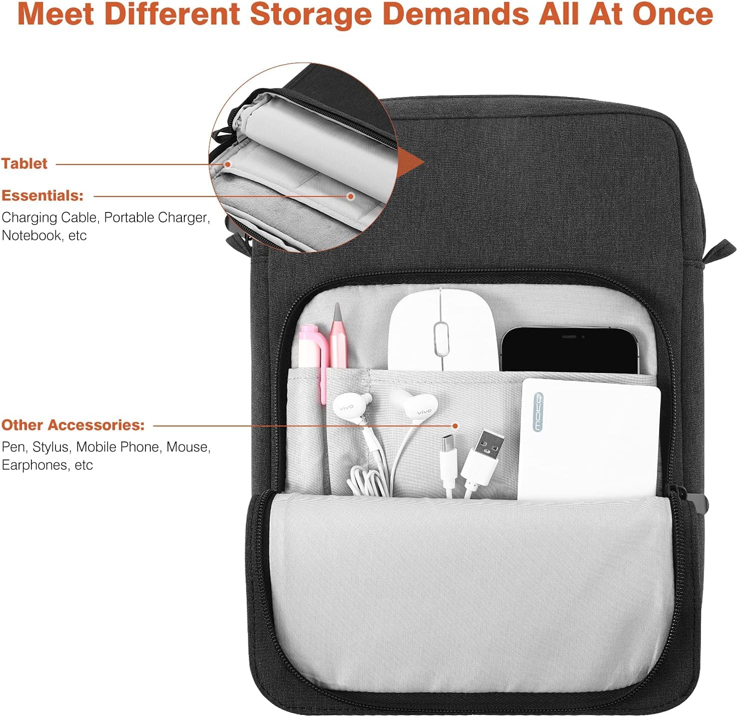 Dadanism 9-11 Inch Tablet Sleeve Case with Adjustable Shoulder Strap - Compatible with iPad 10th Gen 10.9