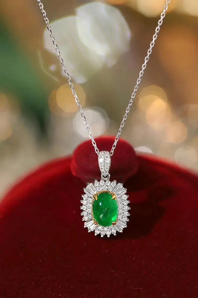 18K White & Yellow Gold Emerald Necklace for Women - Luxury Wedding Jewelry with Real Natural Diamonds & Emeralds | Perfect for Bridal, Anniversary, and Special Occasion Gifts